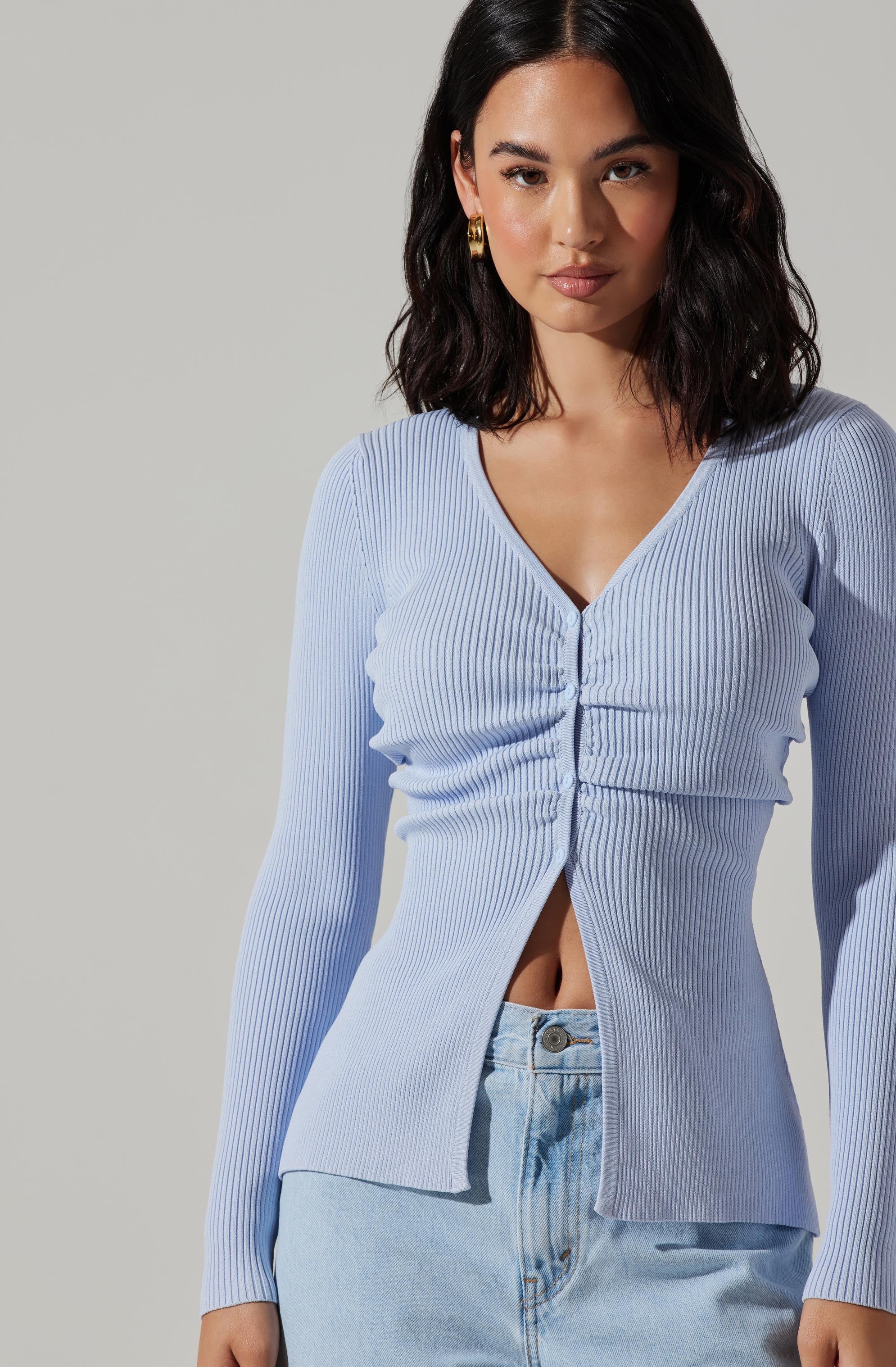 Ansen Ruched Cardigan Sweater-Aljck