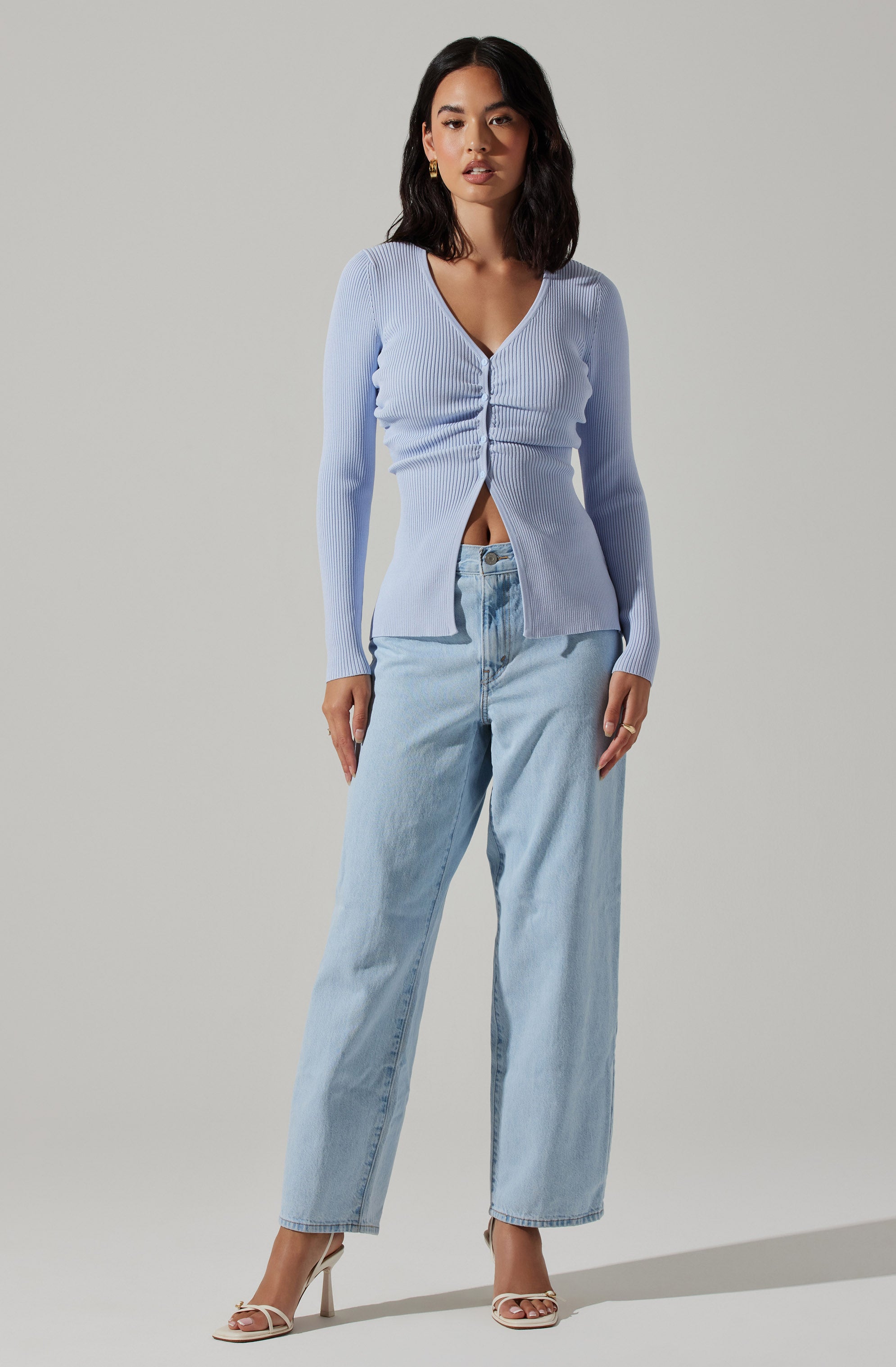 Ansen Ruched Cardigan Sweater-Aljck