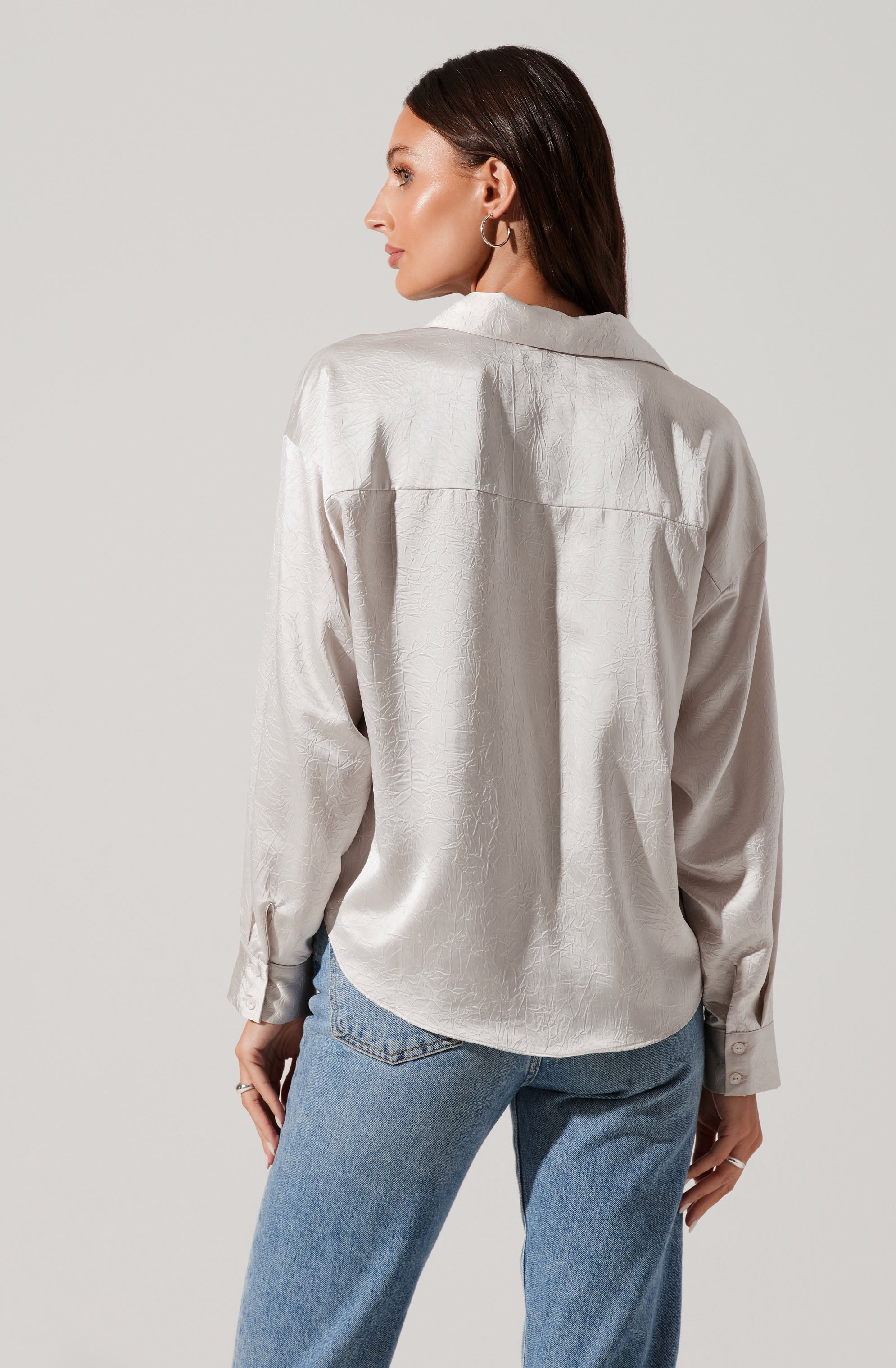 Corrine Satin Button Down Top-Aljck