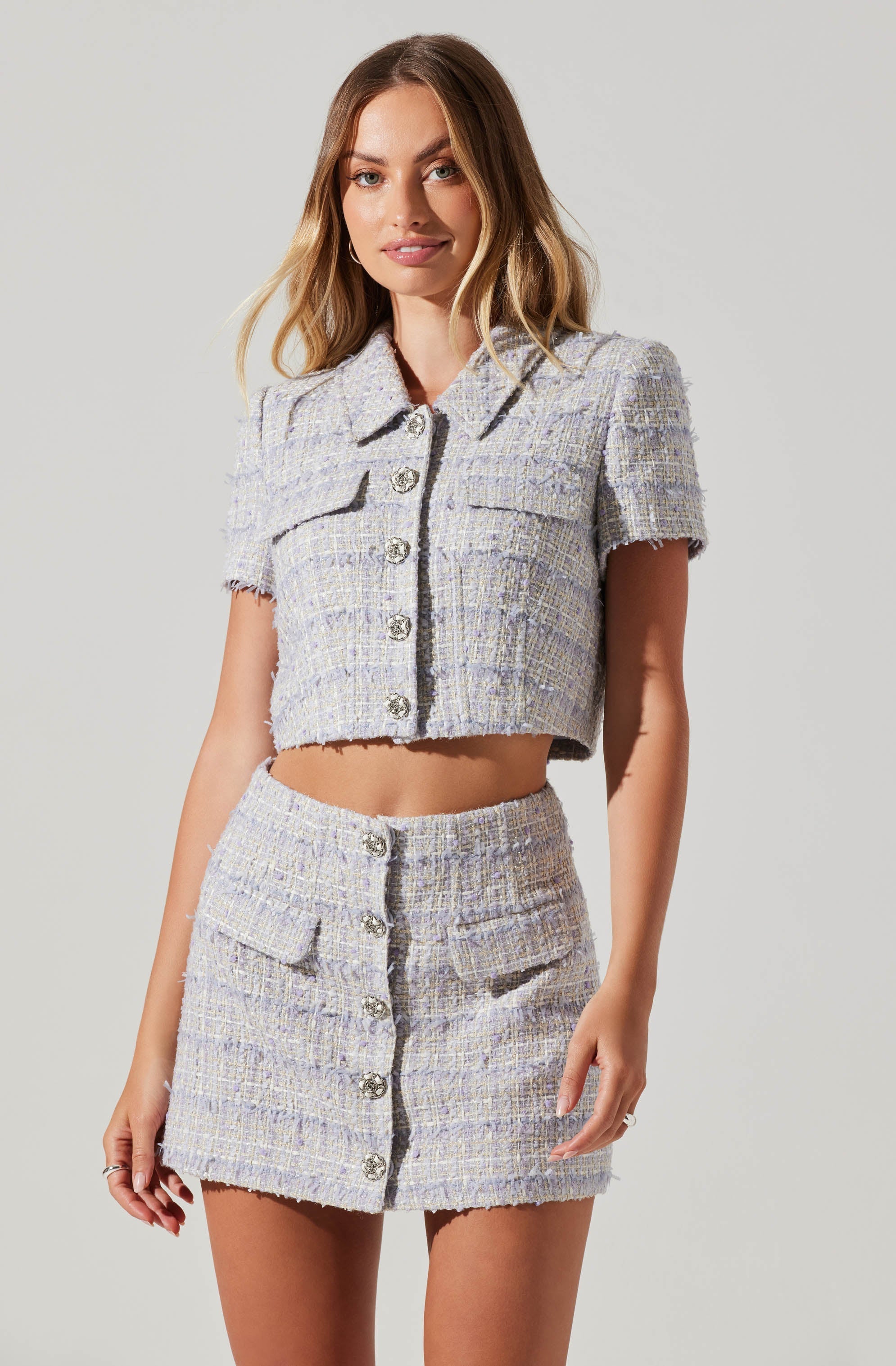 Mavey Cropped Tweed Jacket-Aljck