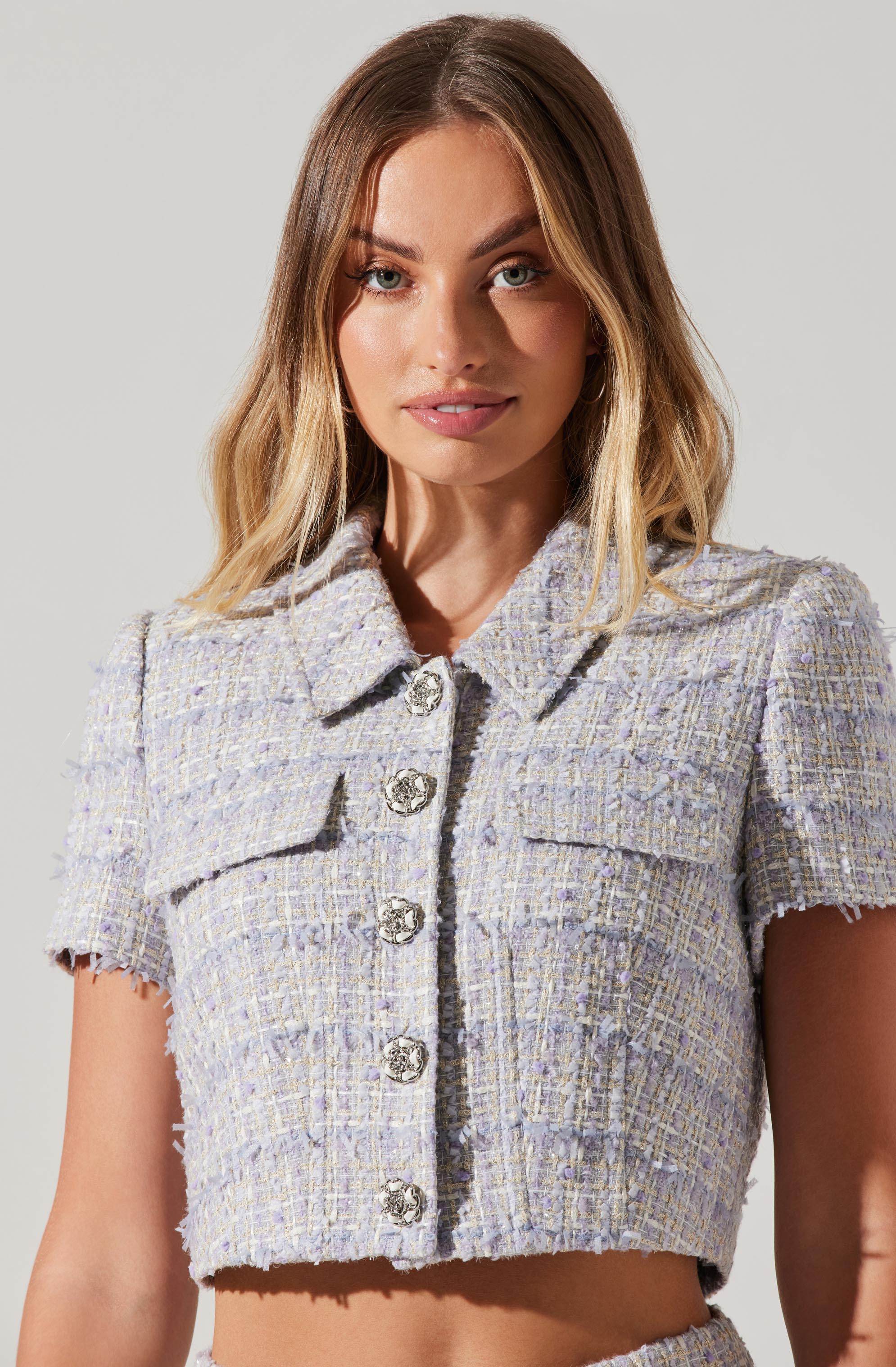 Mavey Cropped Tweed Jacket-Aljck