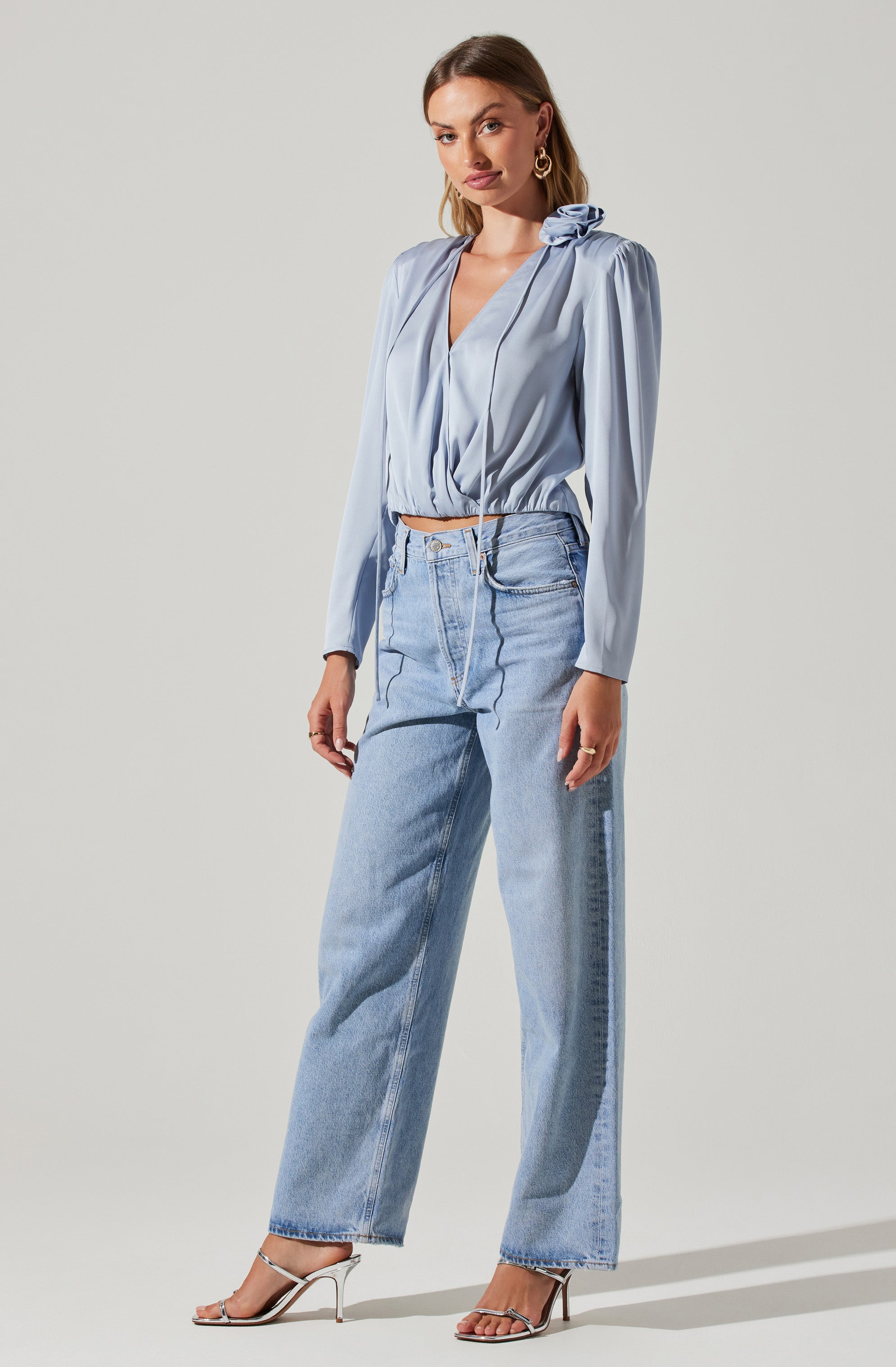 Lovisa Satin Long Sleeve Corsage Top-Aljck