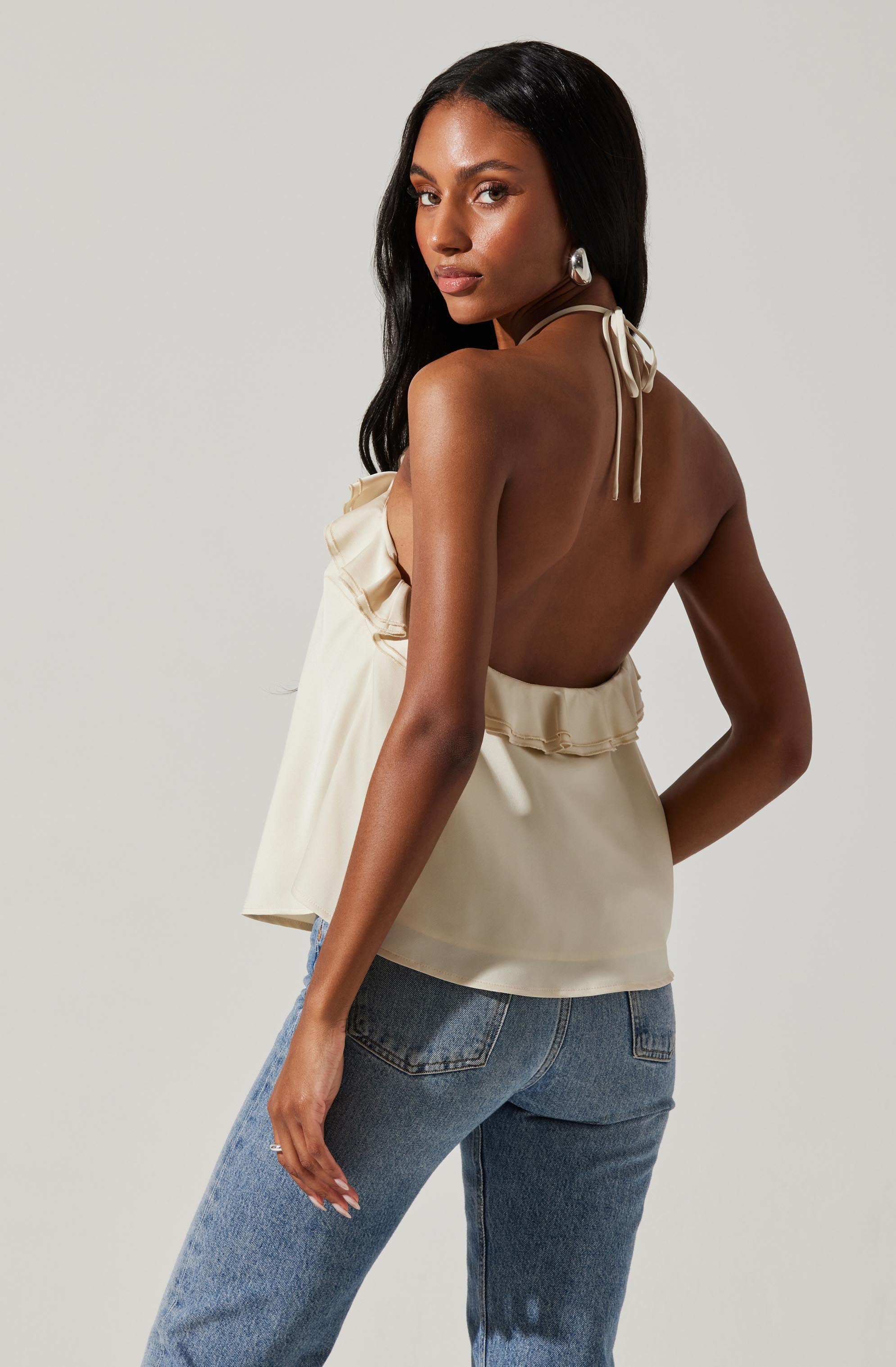 Alix Rosette Halter Neck Top-Aljck