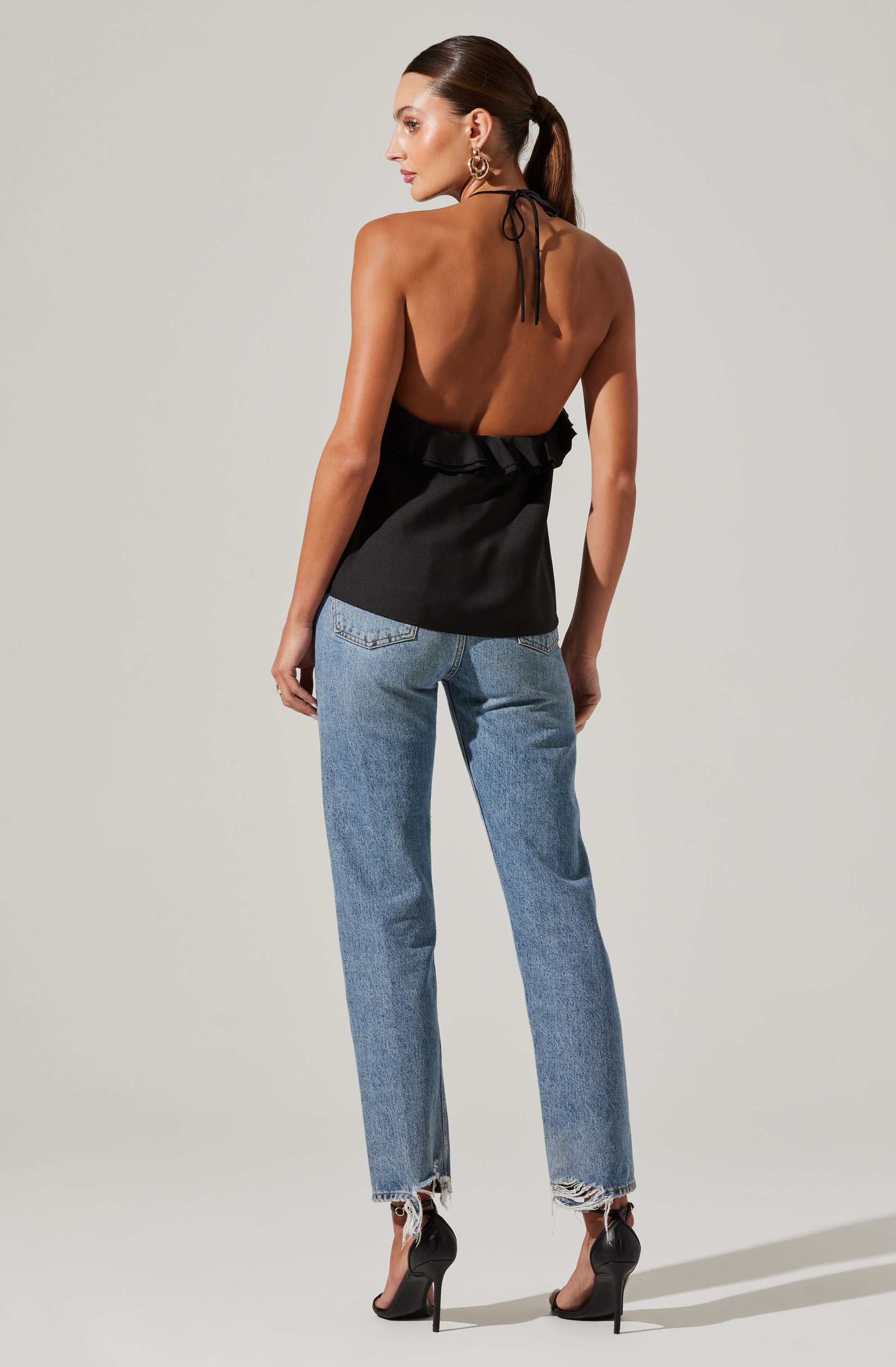 Alix Rosette Halter Neck Top-Aljck