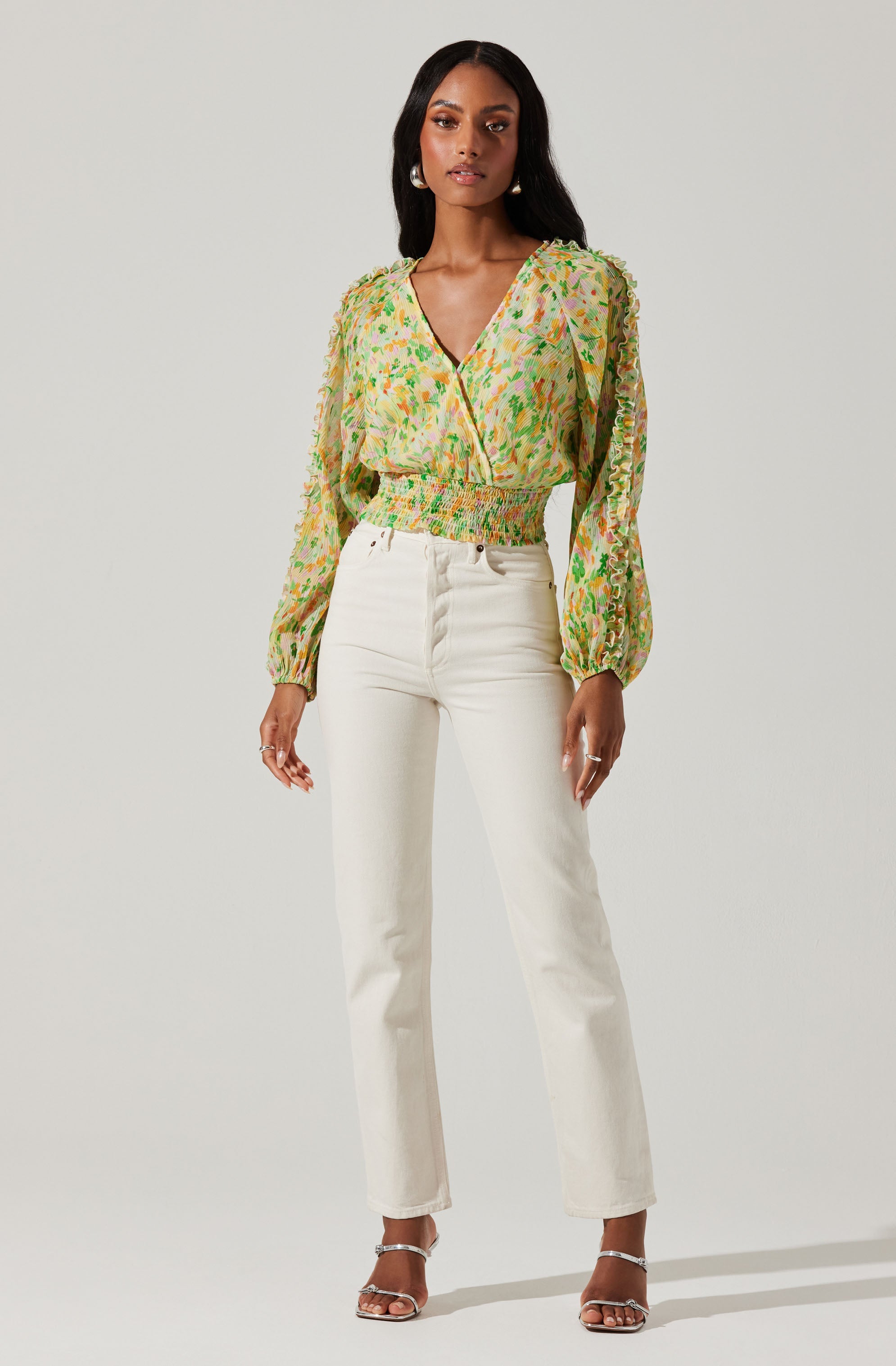 Bellona Floral Puff Sleeve Top-Aljck