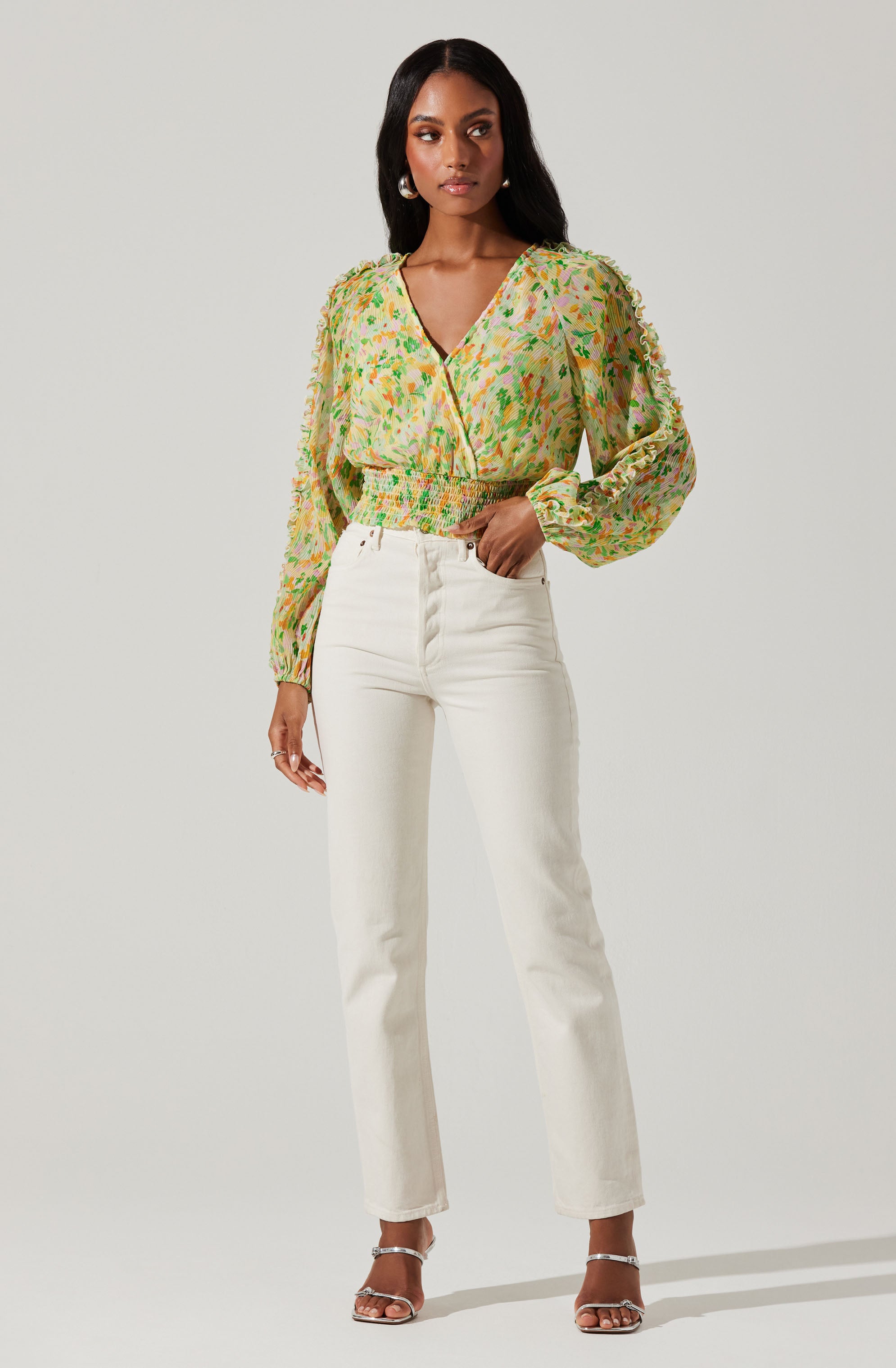Bellona Floral Puff Sleeve Top-Aljck