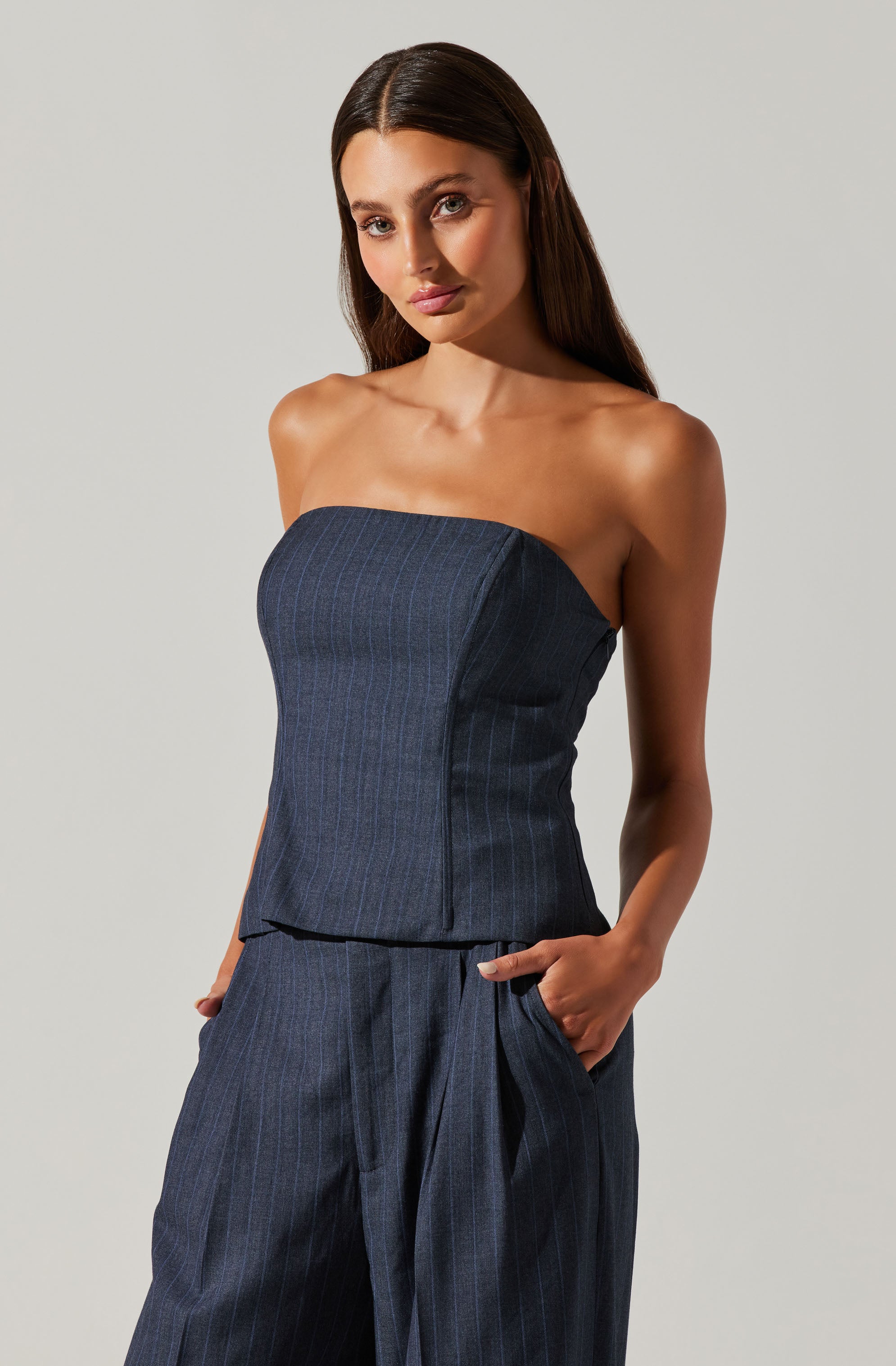 Kalani Pinstripe Tube Top-Aljck
