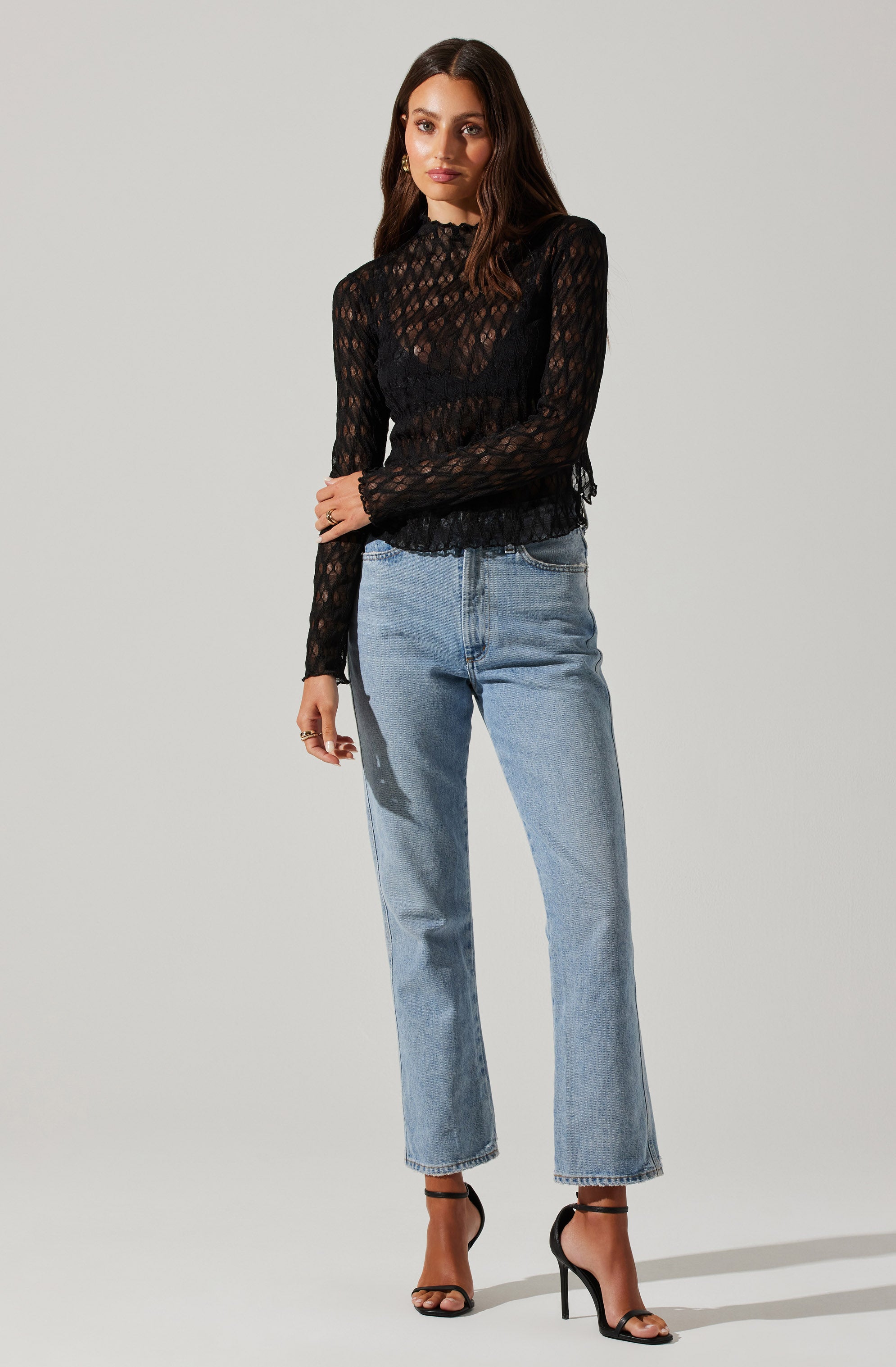 Dorset Sheer Mock Neck Top-Aljck