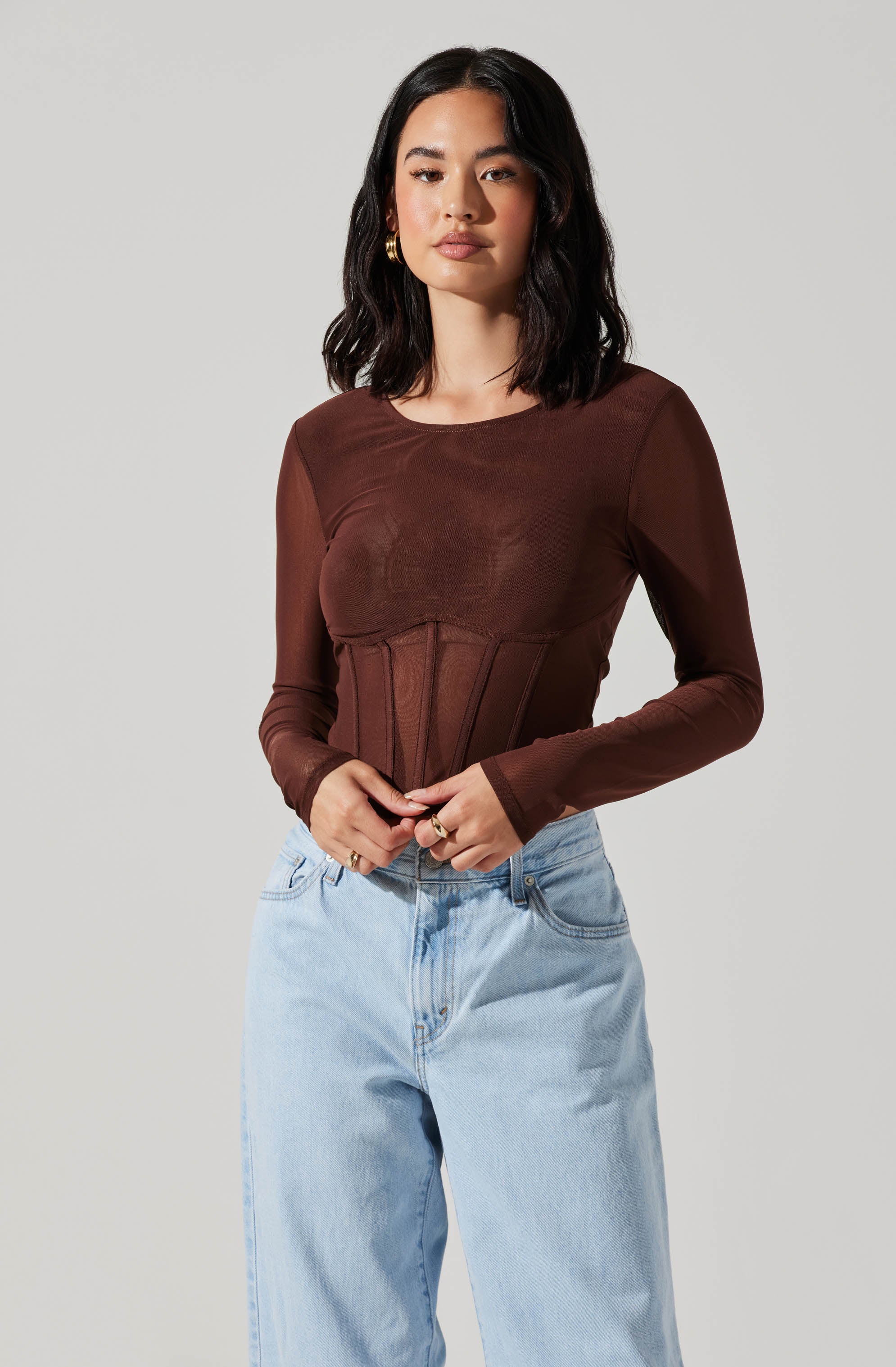Kezia Corset Long Sleeve Top-Aljck