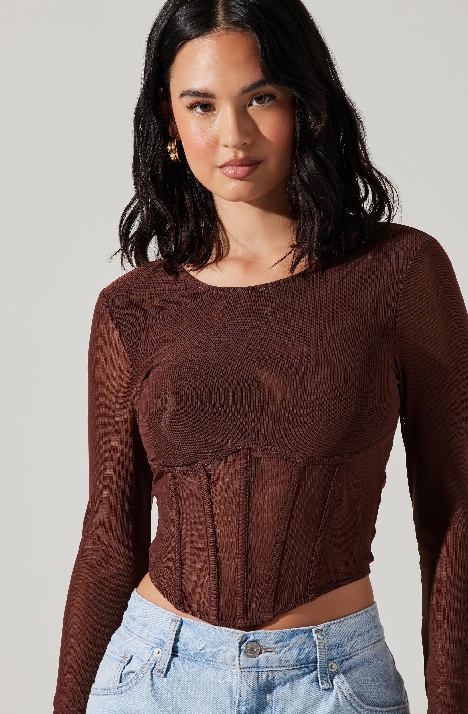 Kezia Corset Long Sleeve Top-Aljck