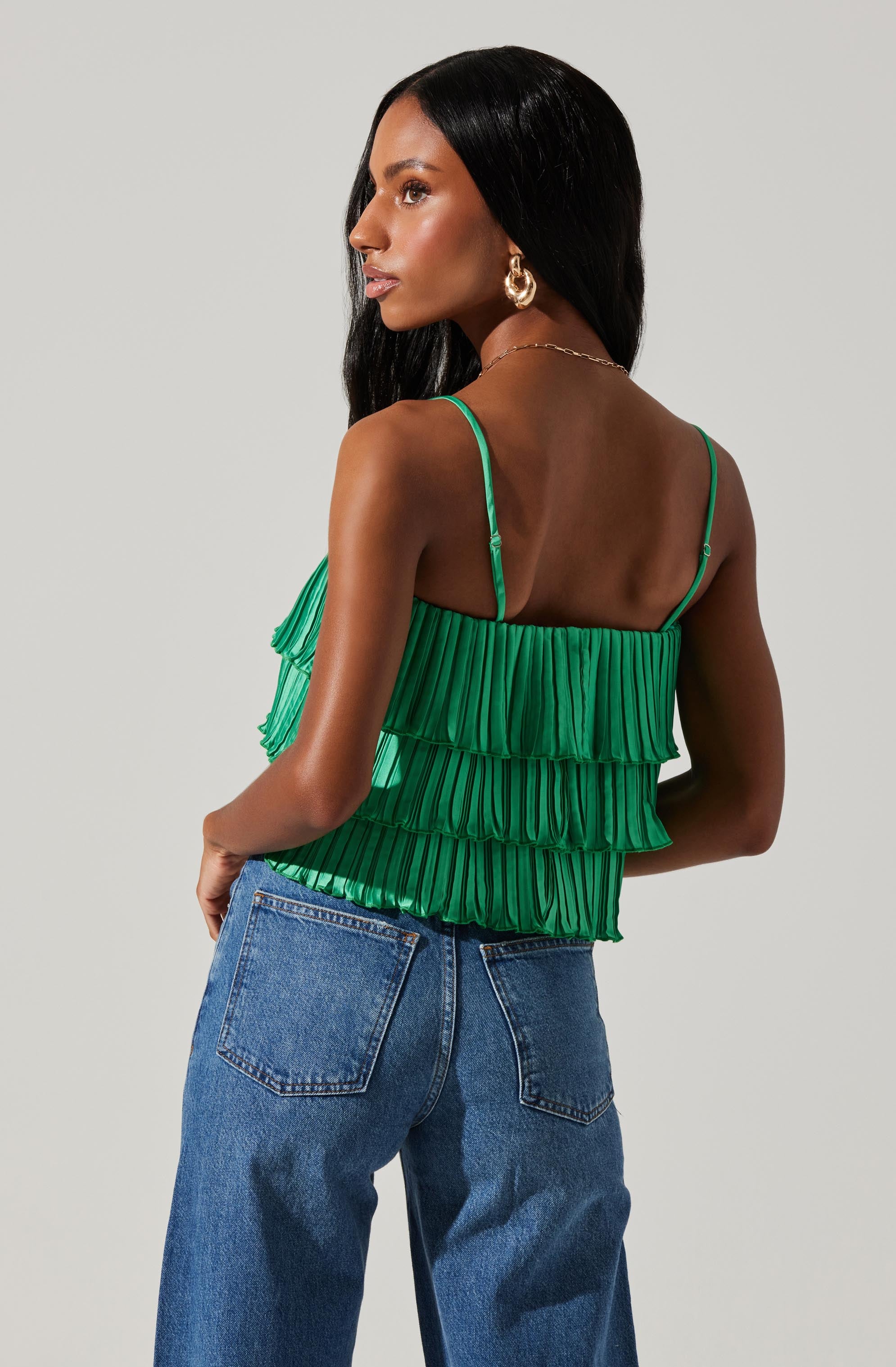 Calita Pleated Tier Sleeveless Top-Aljck
