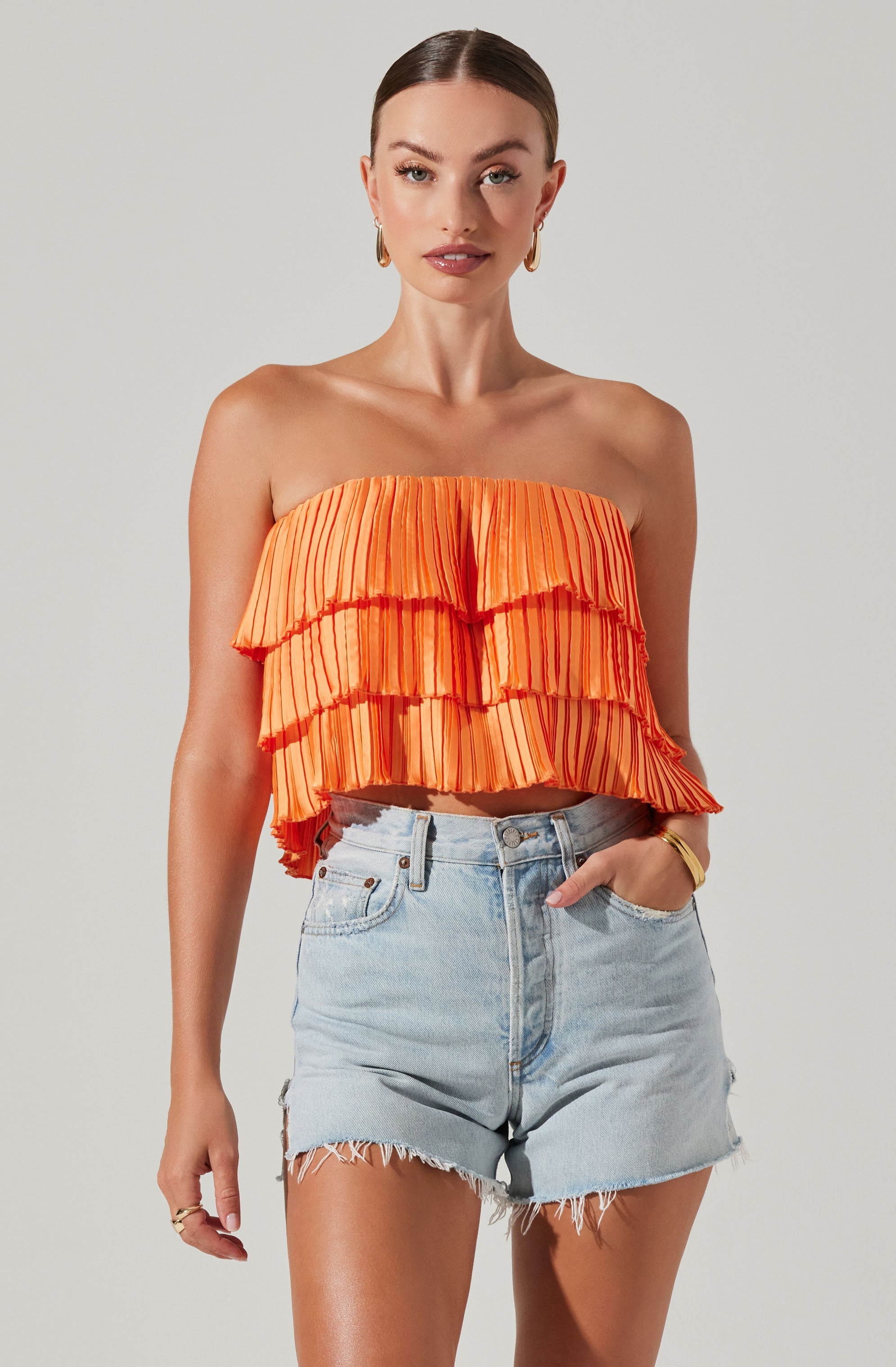 Calita Pleated Tier Sleeveless Top-Aljck