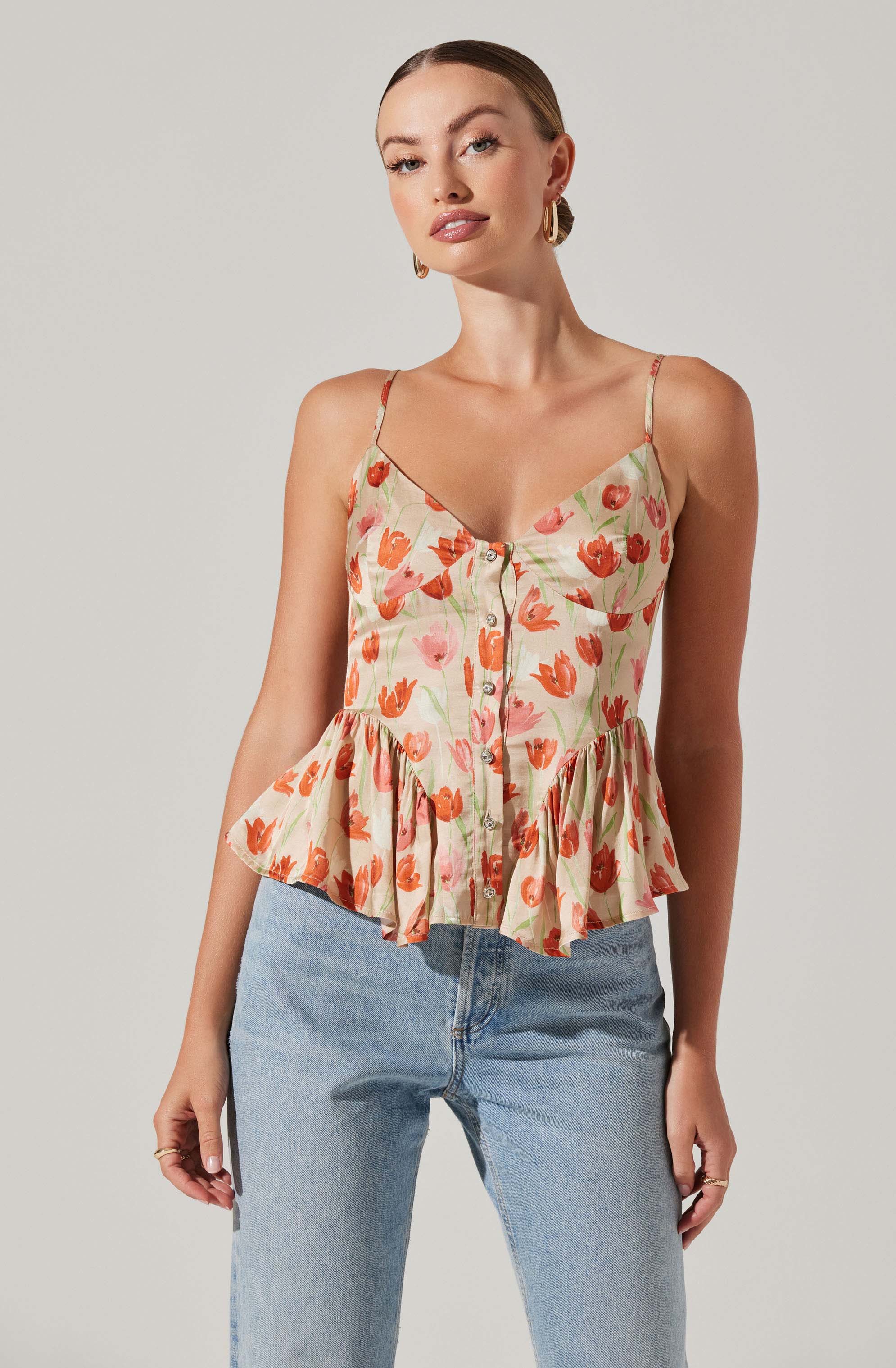 Emmy Floral Embellished Peplum Top-Aljck