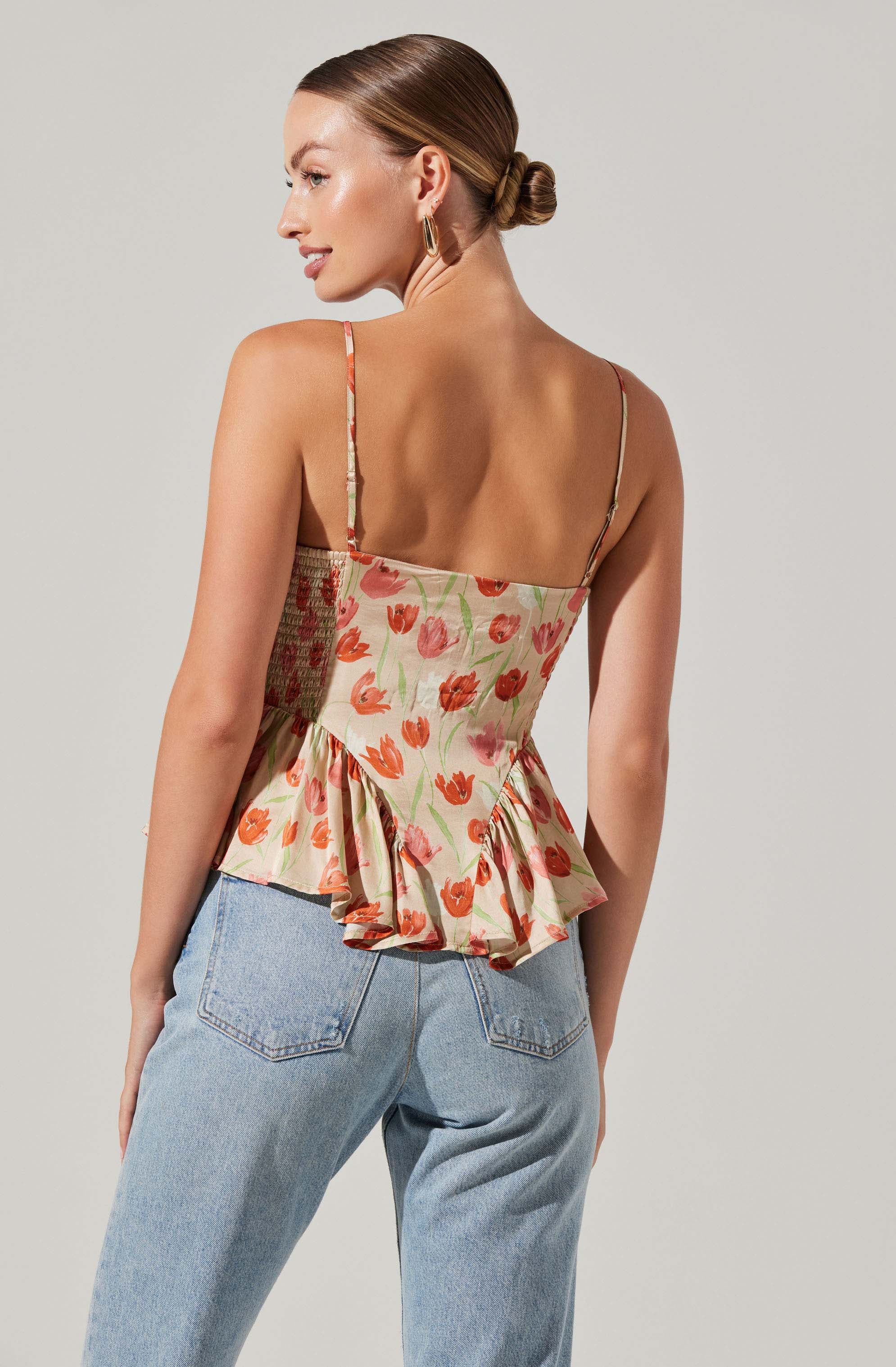 Emmy Floral Embellished Peplum Top-Aljck