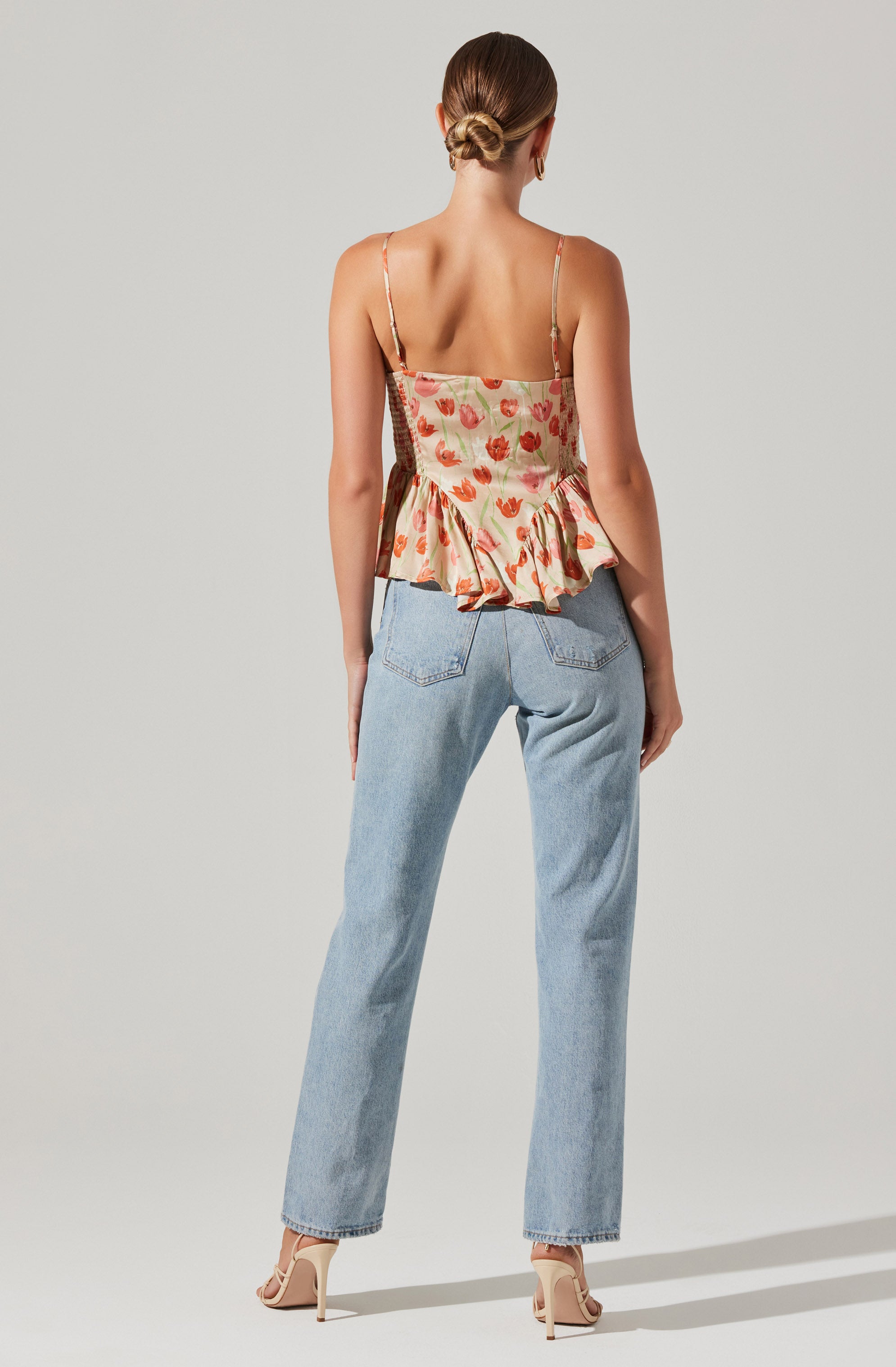 Emmy Floral Embellished Peplum Top-Aljck