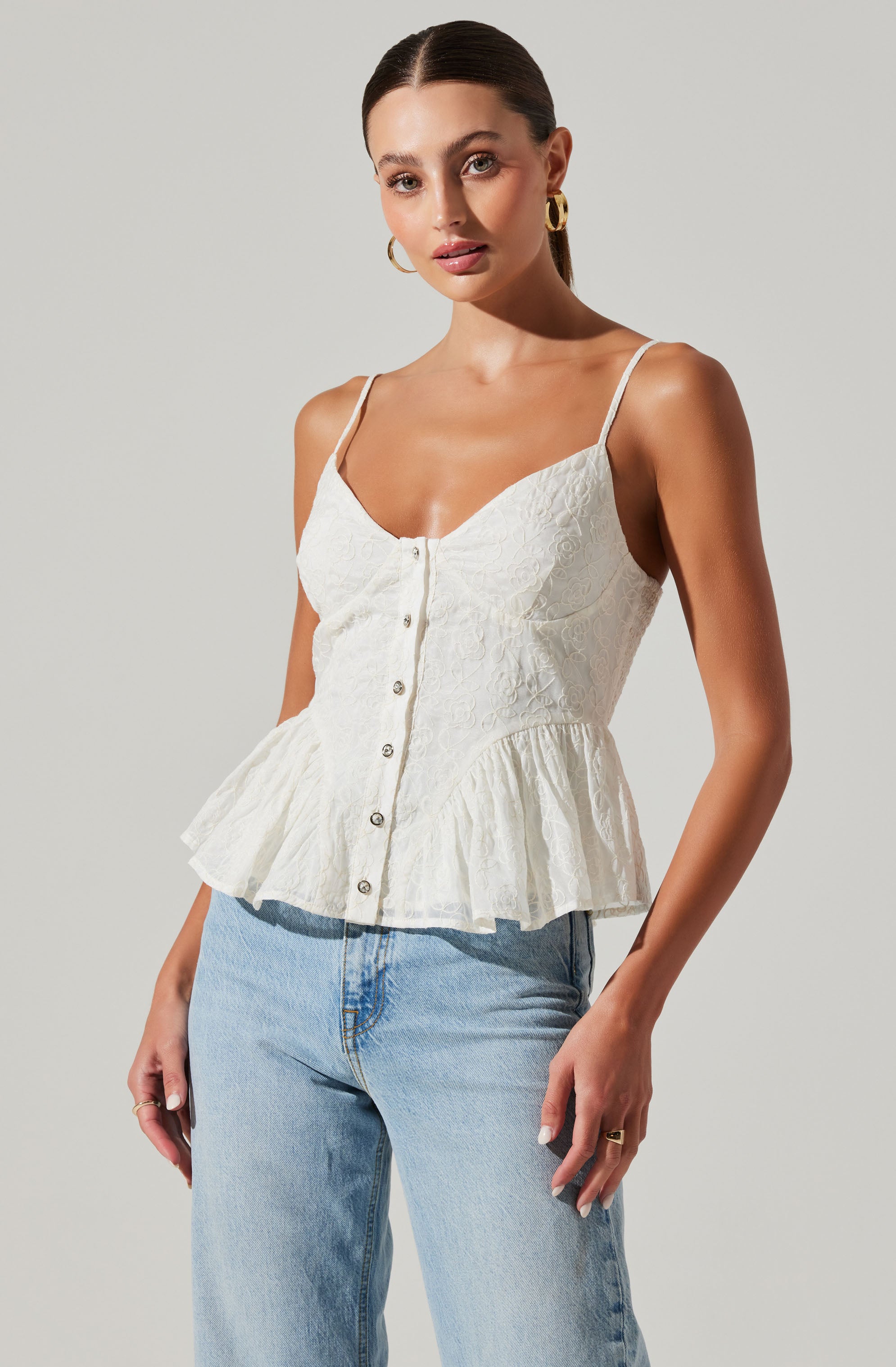 Emmy Embellished Peplum Top-Aljck