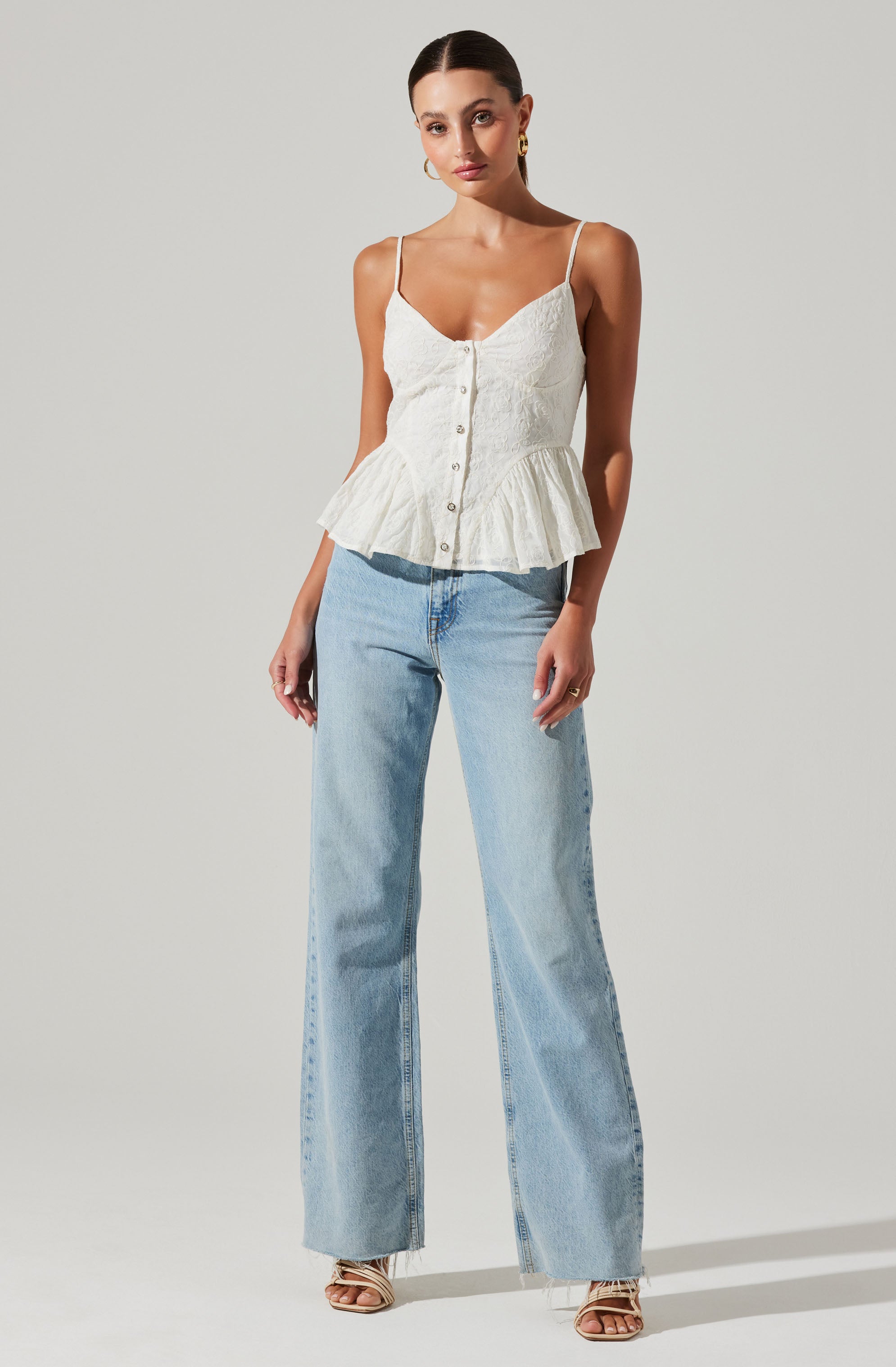 Emmy Embellished Peplum Top-Aljck