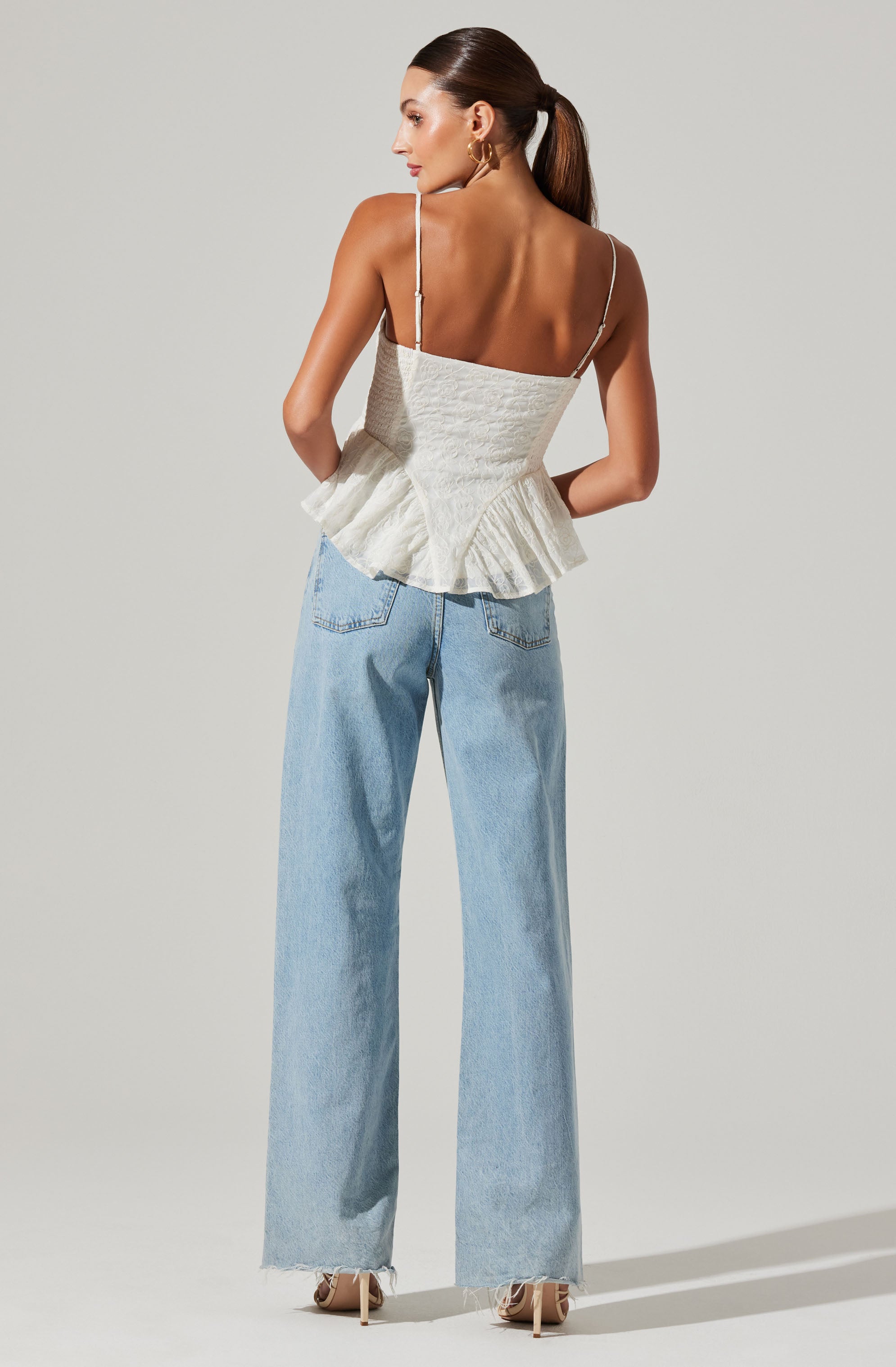 Emmy Embellished Peplum Top-Aljck