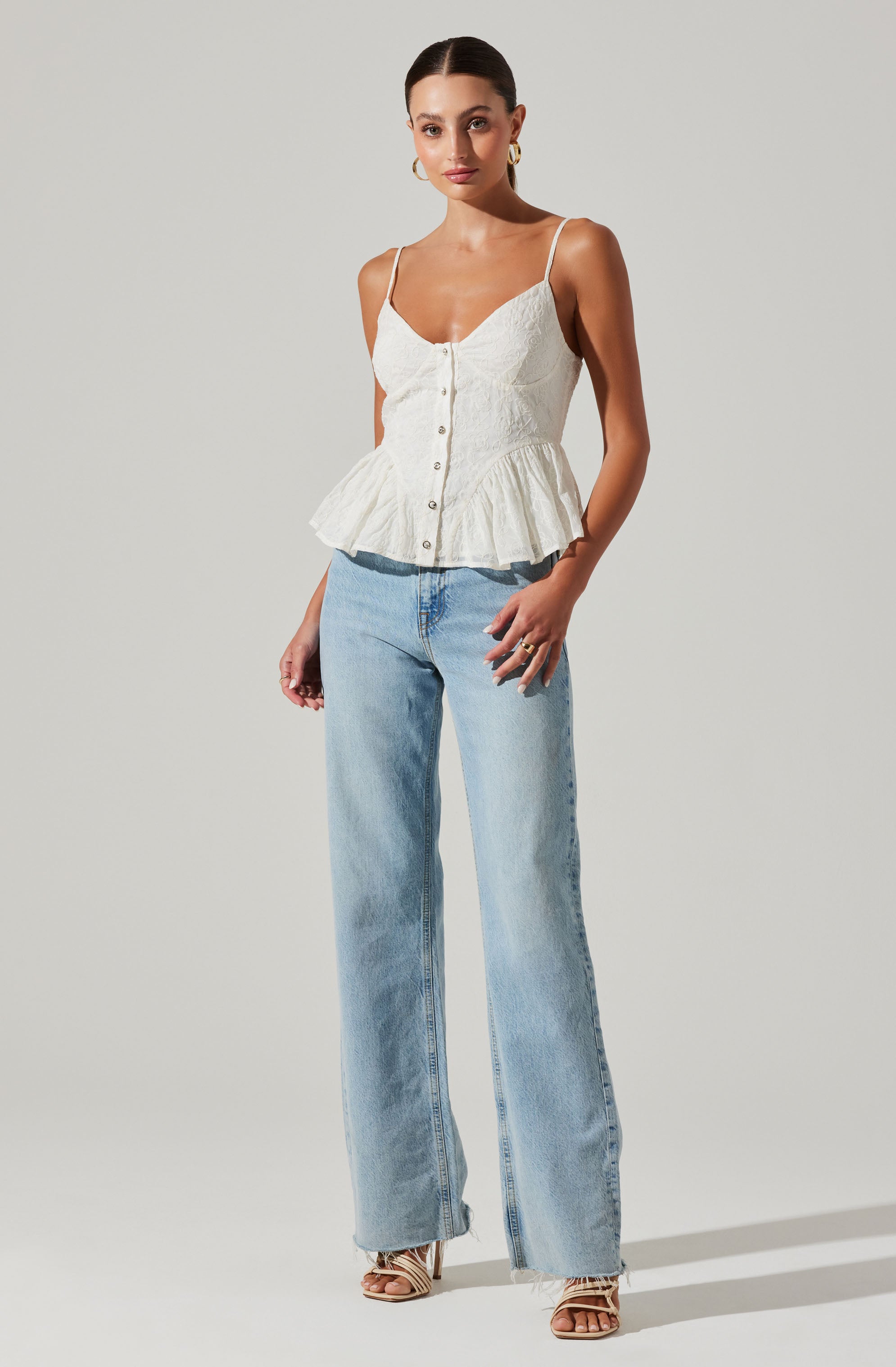 Emmy Embellished Peplum Top-Aljck