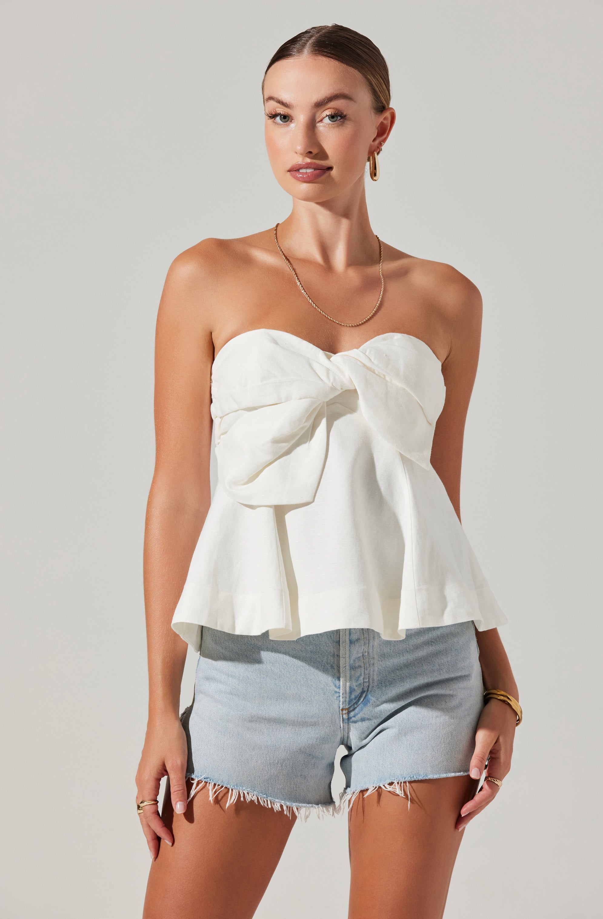 Nerina Twist Front Strapless Top-Aljck