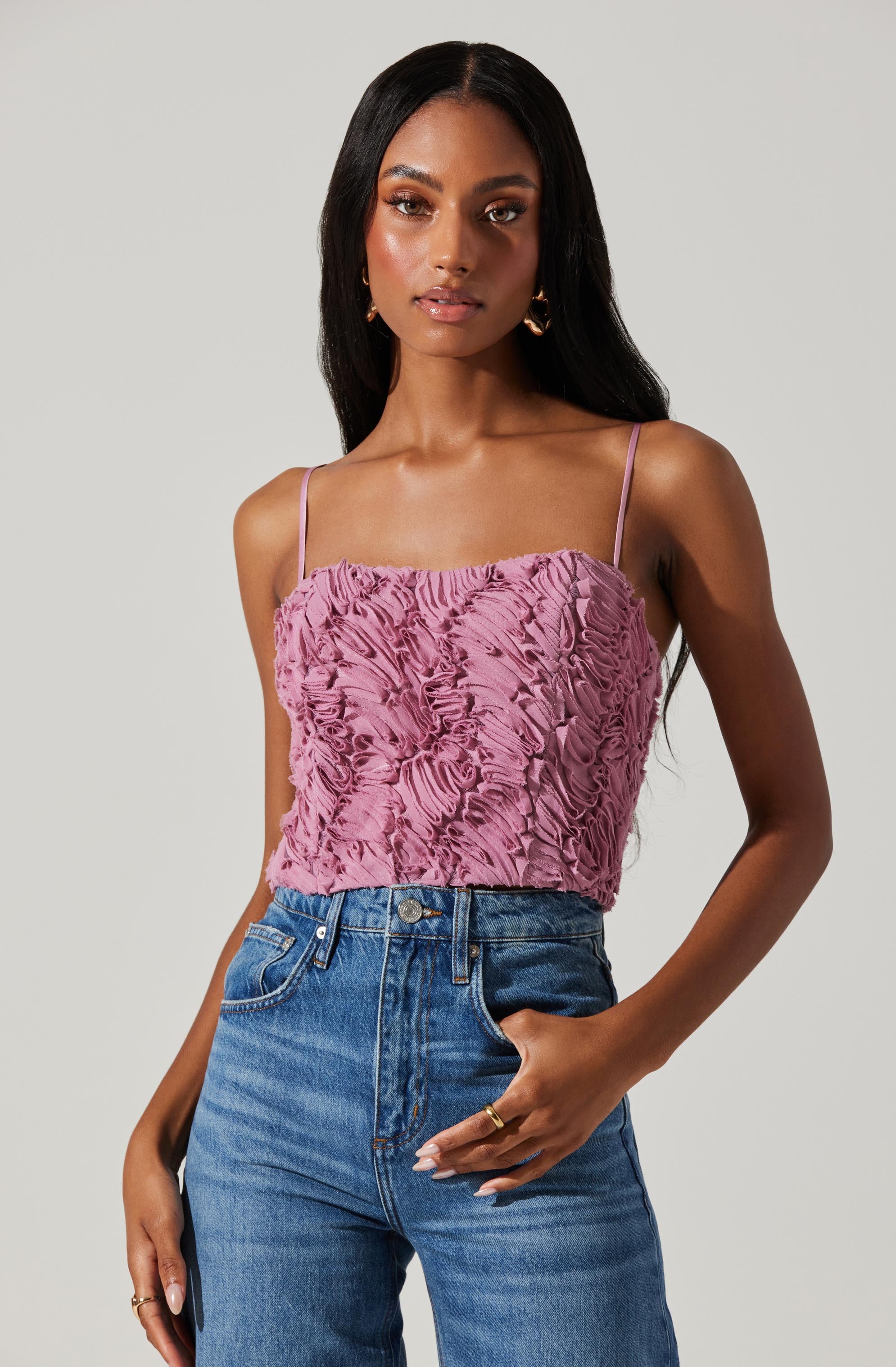 Kalinda 3D Texture Crop Top-Aljck