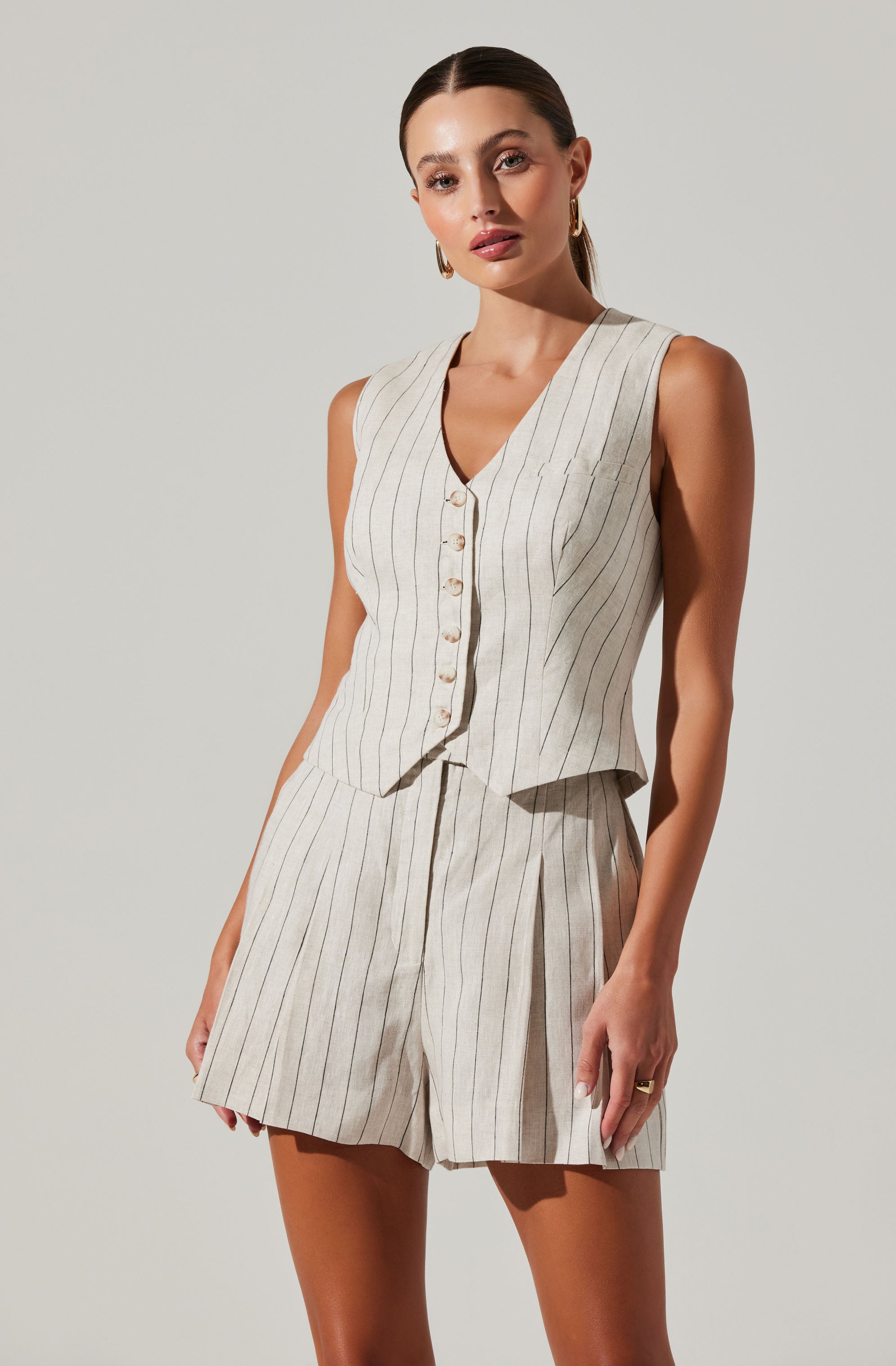 Kaiko Pinstripe Linen Vest-Aljck