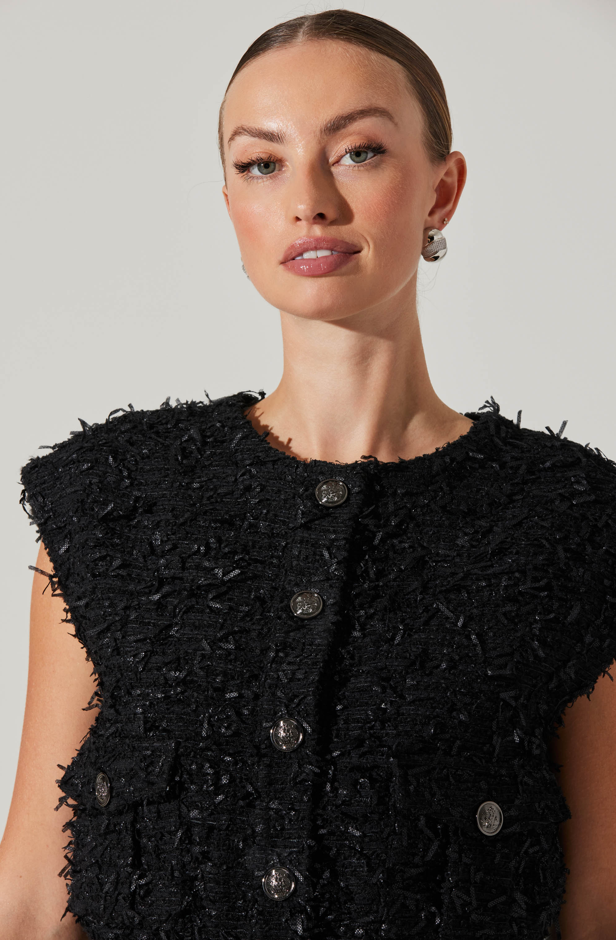 Pedrine Textured Tweed Vest-Aljck