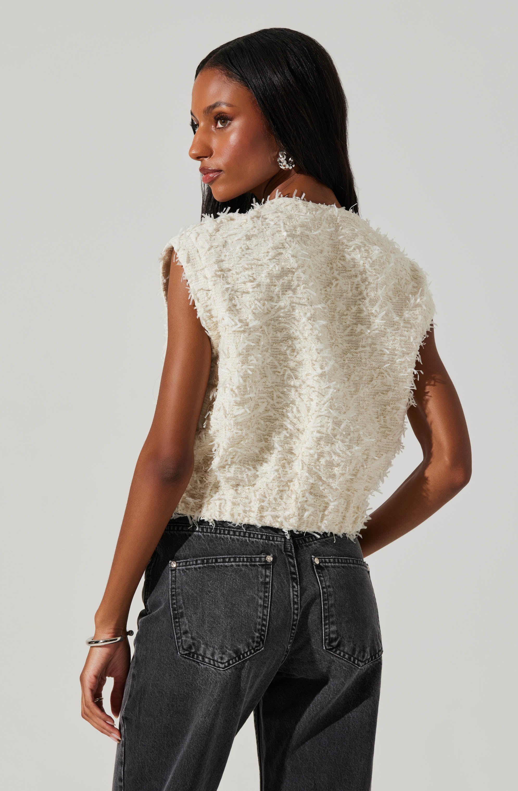 Pedrine Textured Tweed Vest-Aljck