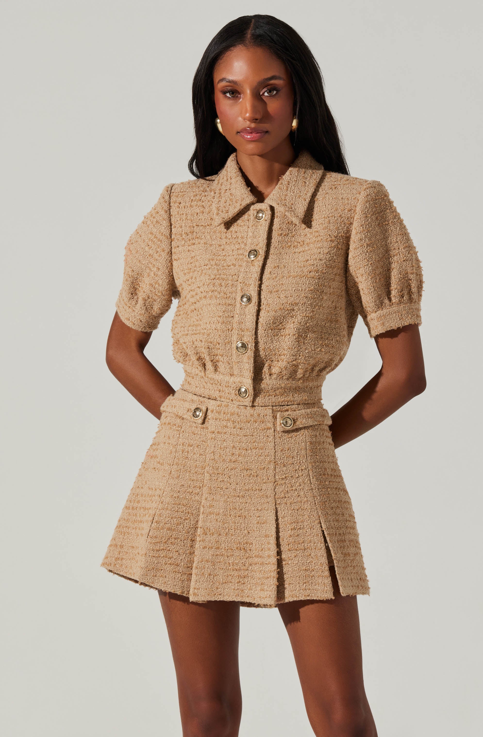 Bronwyn Puff Sleeve Tweed Jacket-Aljck