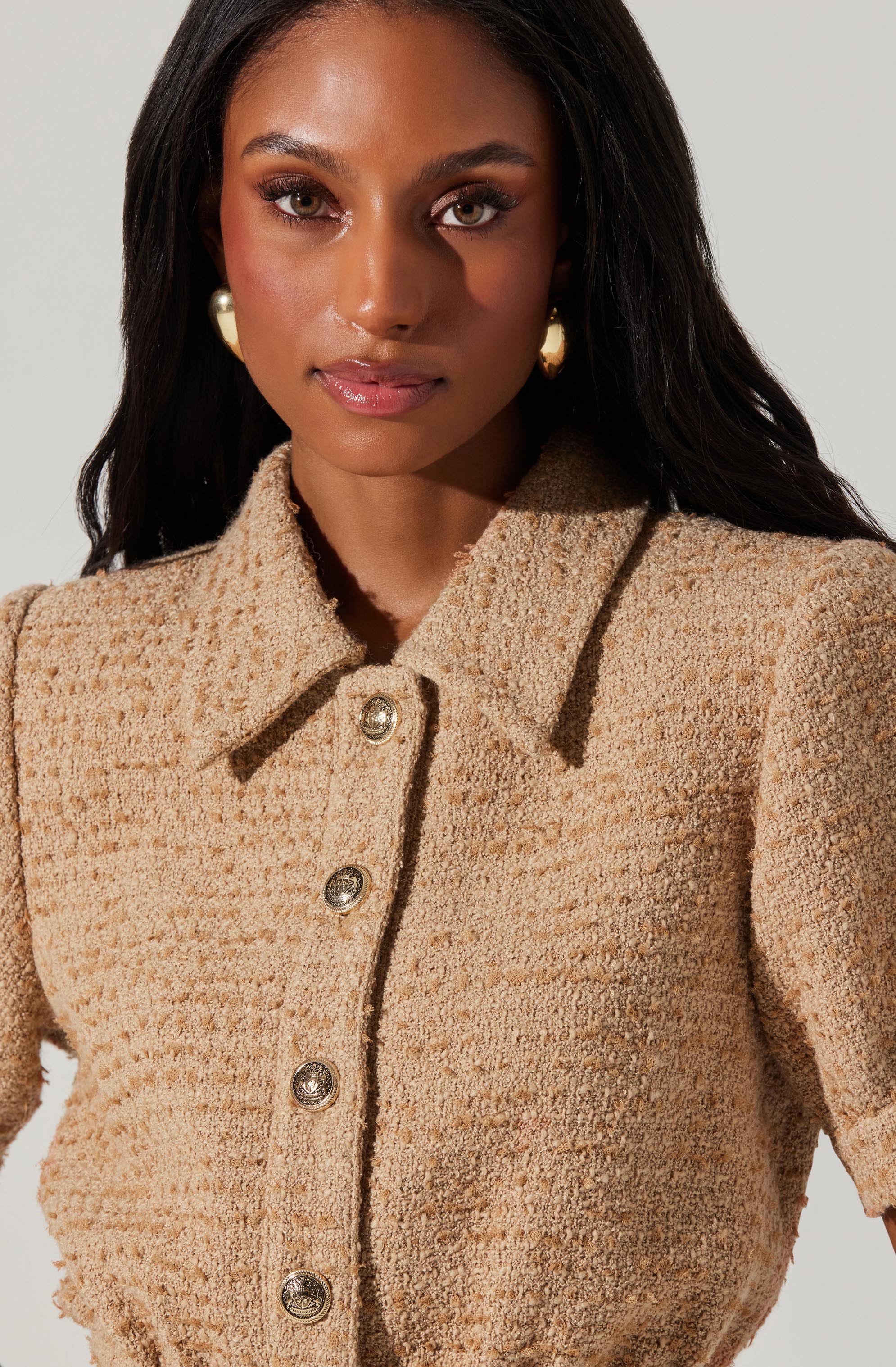 Bronwyn Puff Sleeve Tweed Jacket-Aljck
