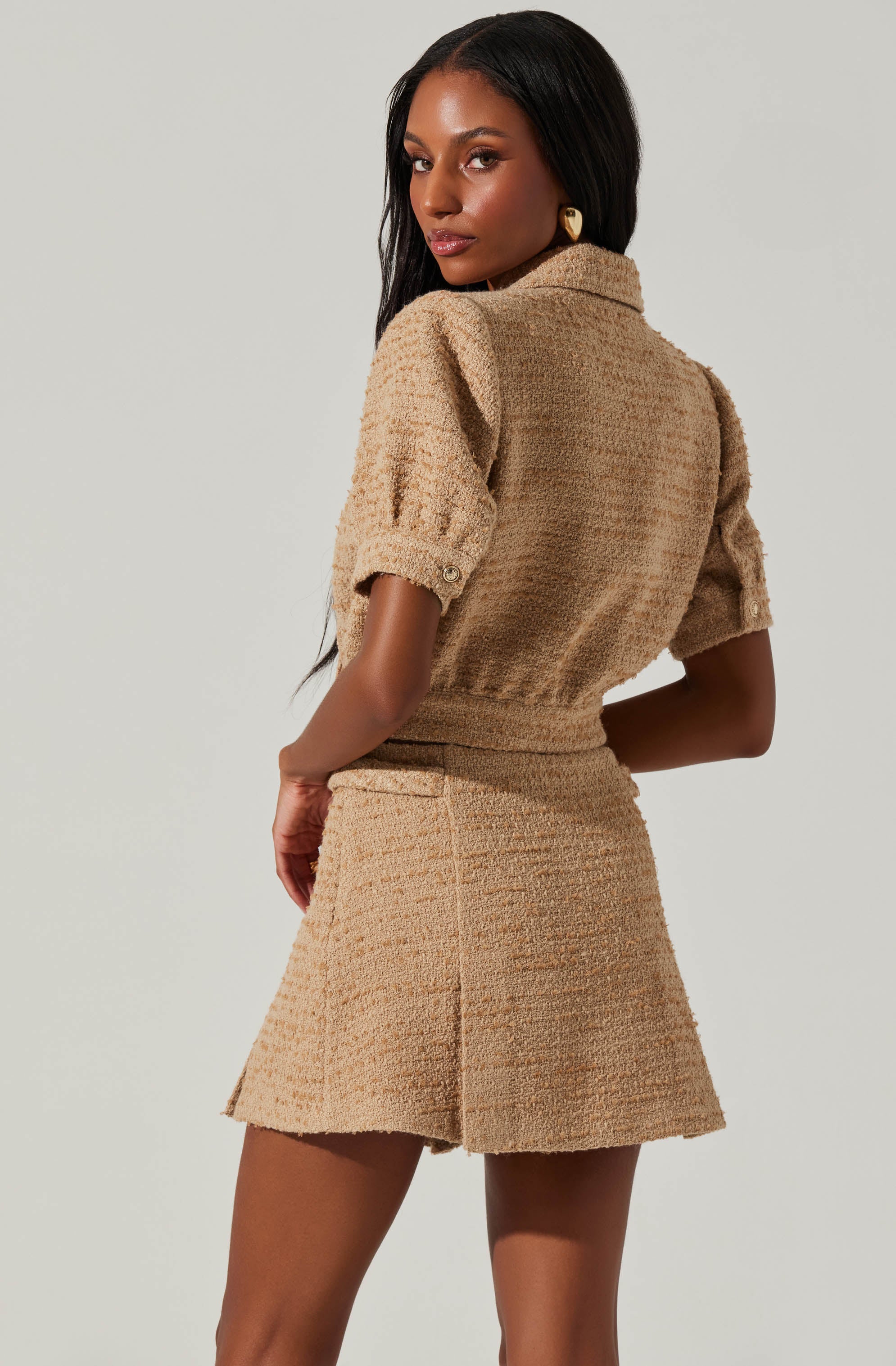 Bronwyn Puff Sleeve Tweed Jacket-Aljck