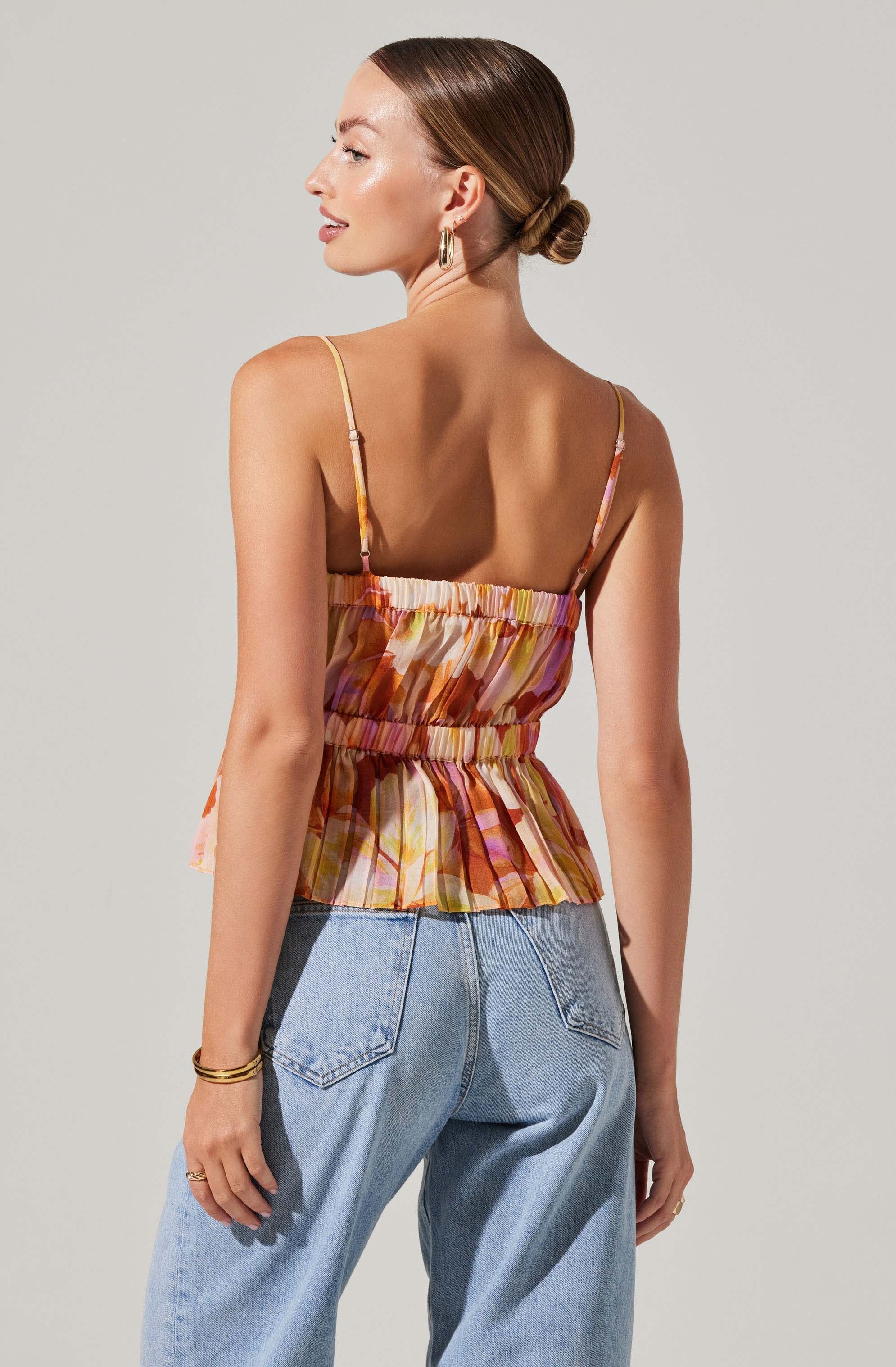Katie Pleated Floral Top-Aljck