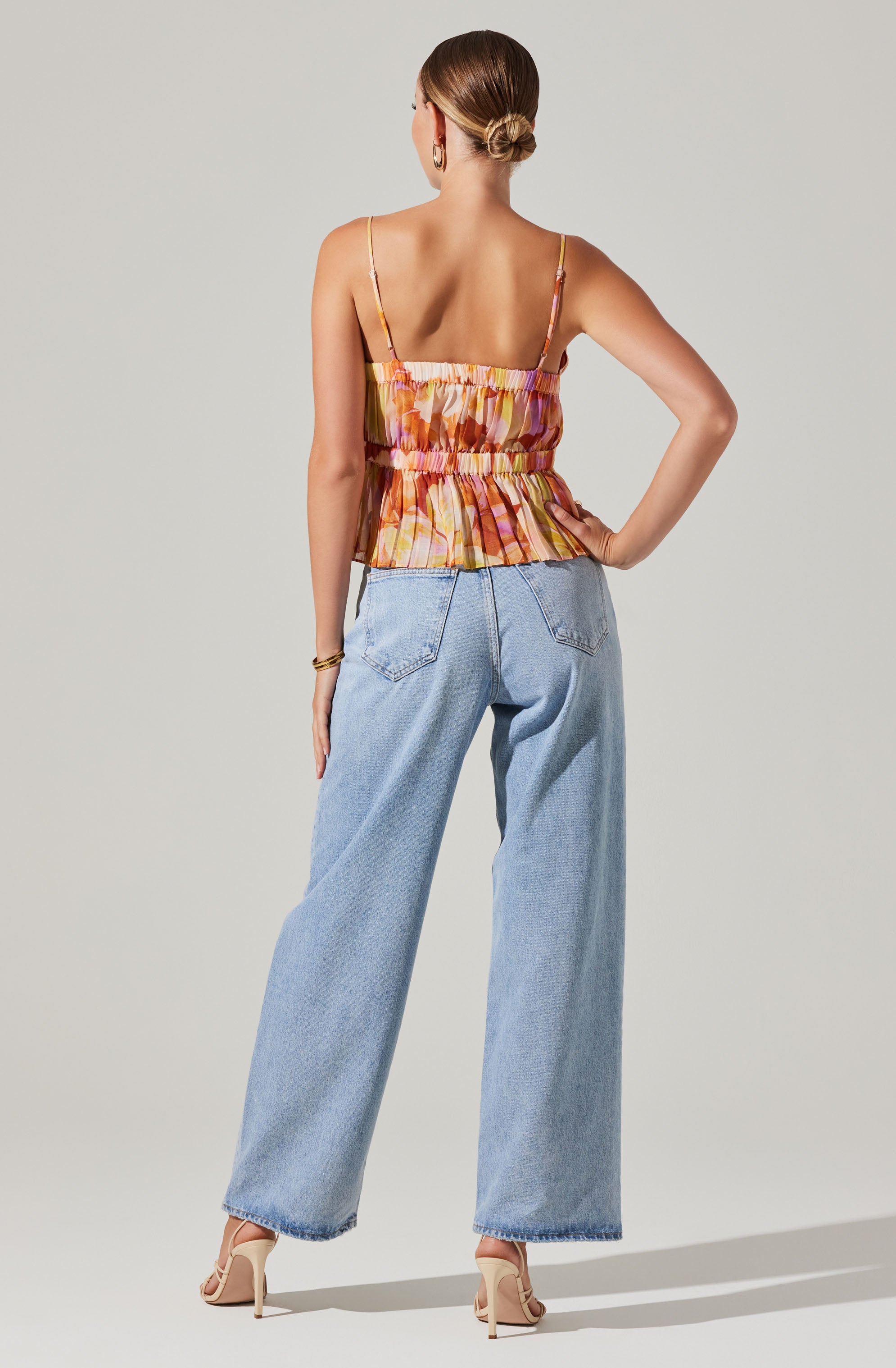 Katie Pleated Floral Top-Aljck