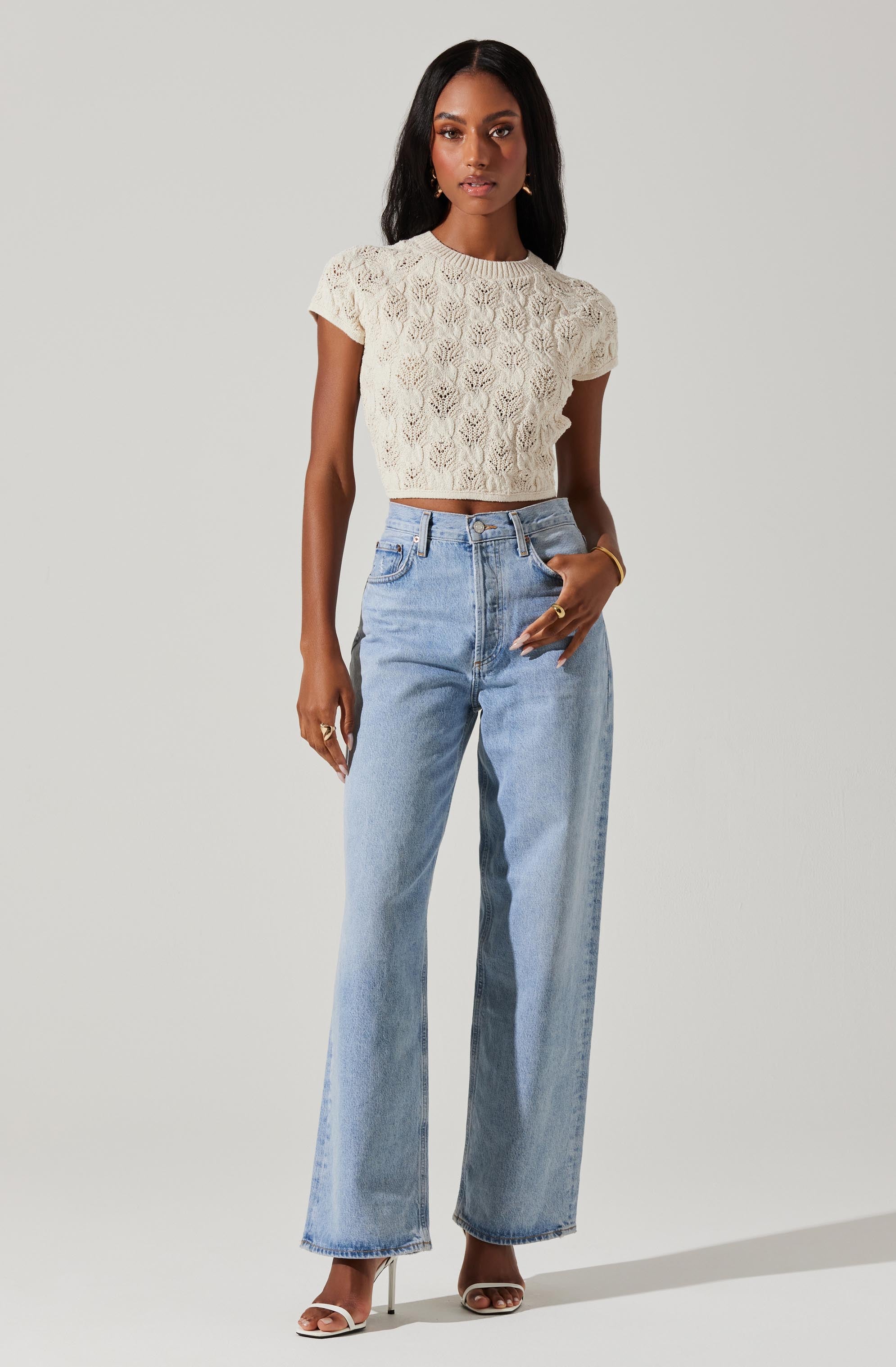 Alda Cropped Sweater Top-Aljck