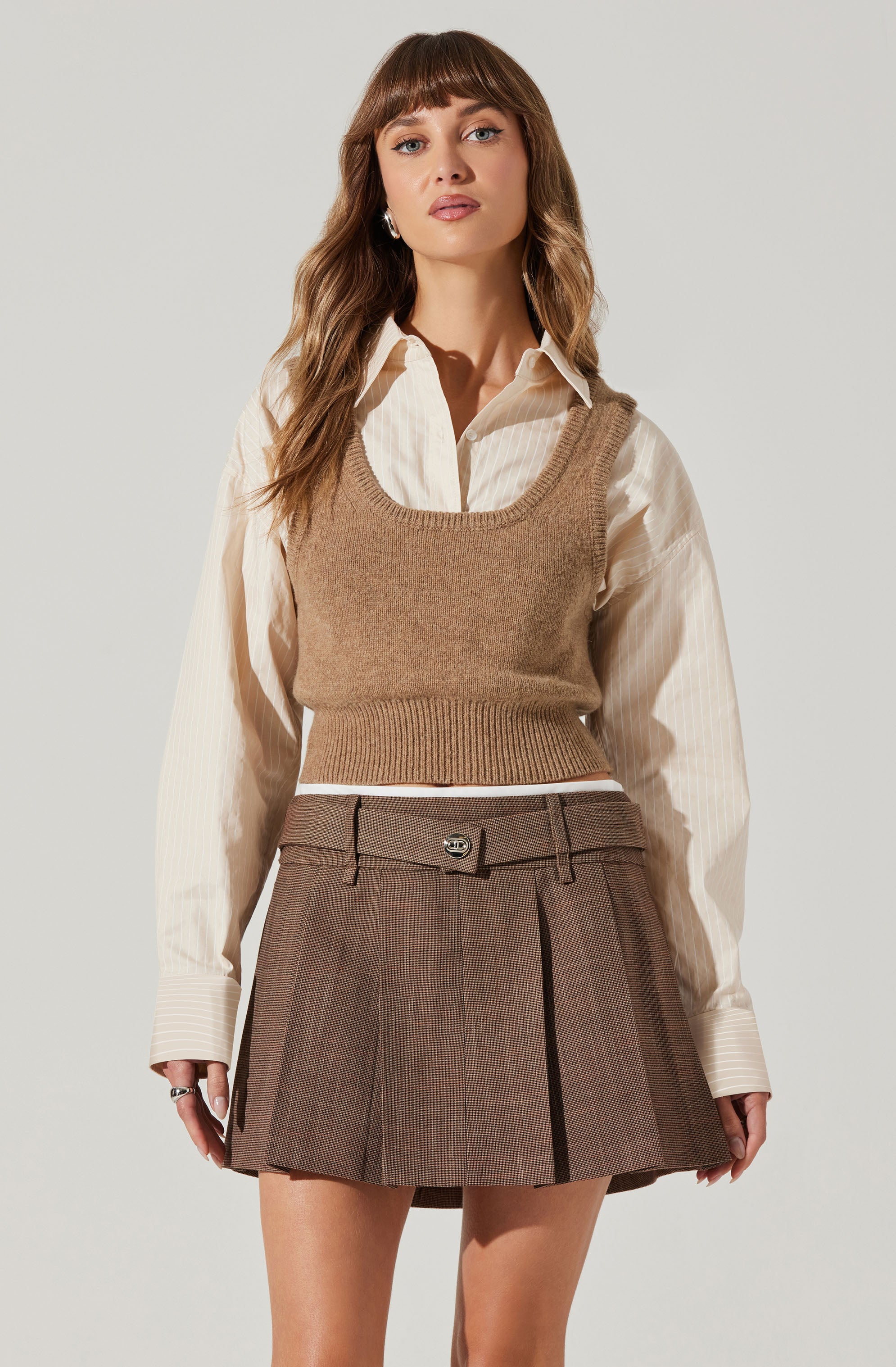 Guinevere Layered Sweater Vest Top-Aljck