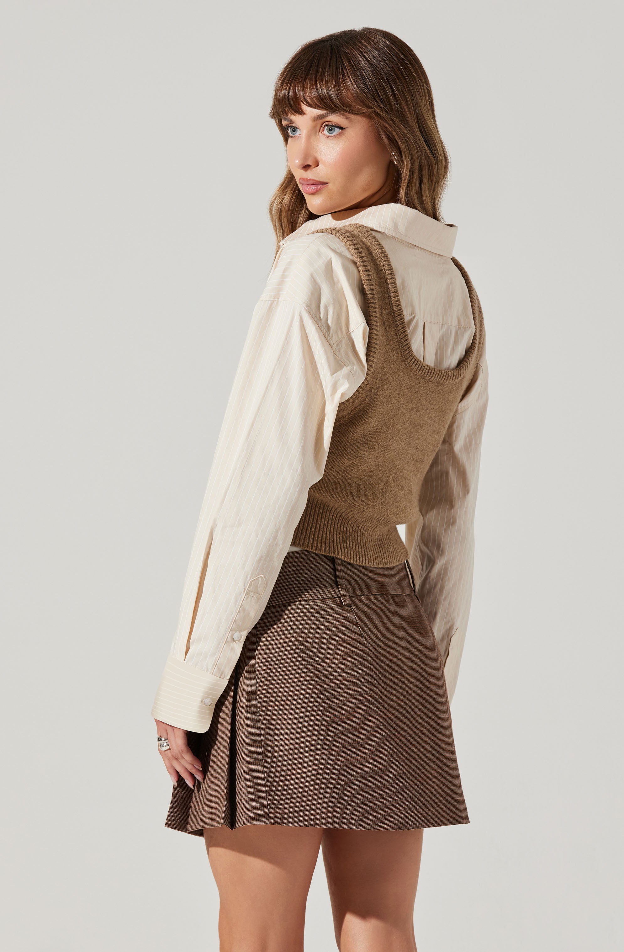 Guinevere Layered Sweater Vest Top-Aljck
