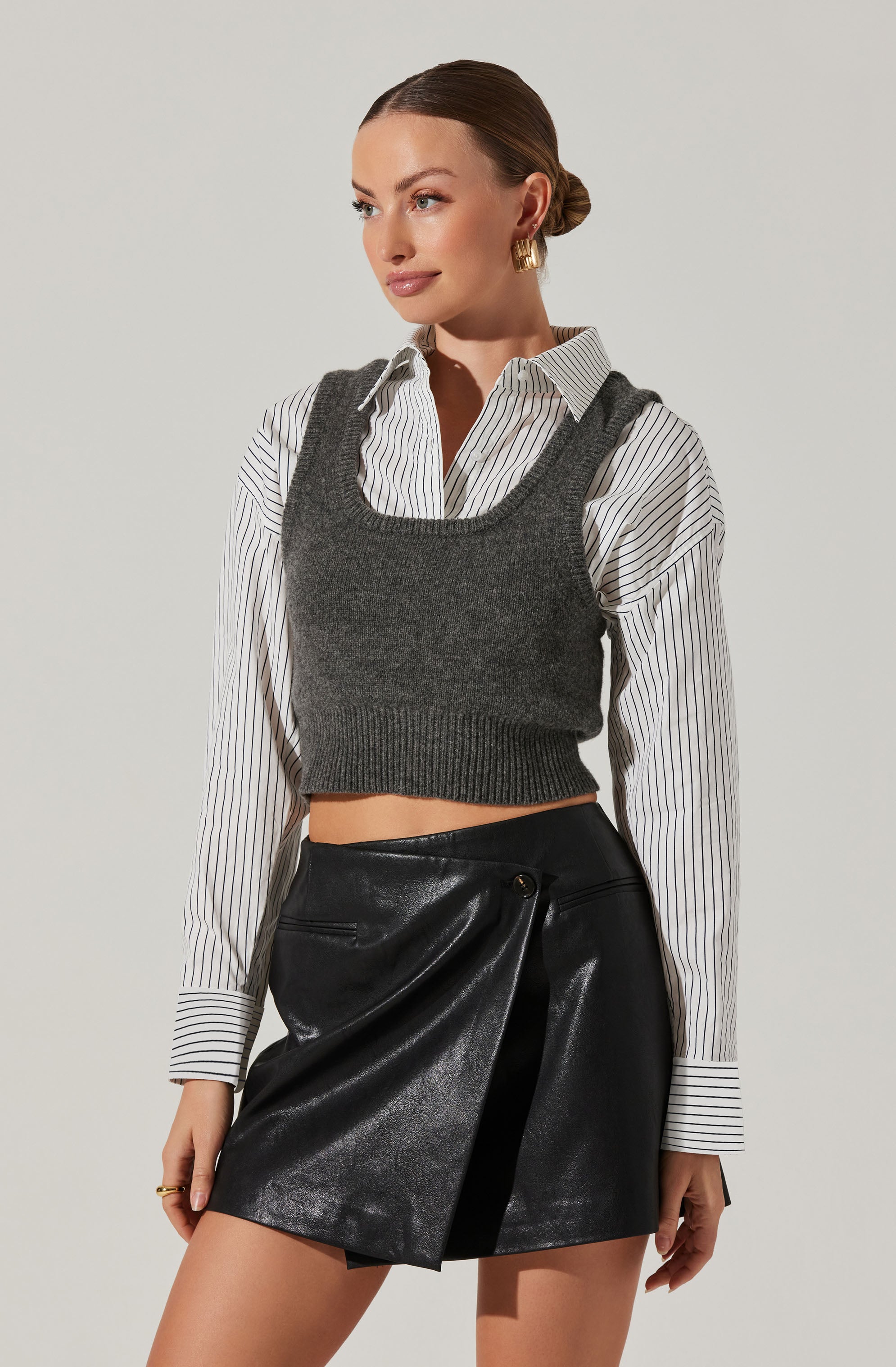 Guinevere Layered Sweater Vest Top-Aljck