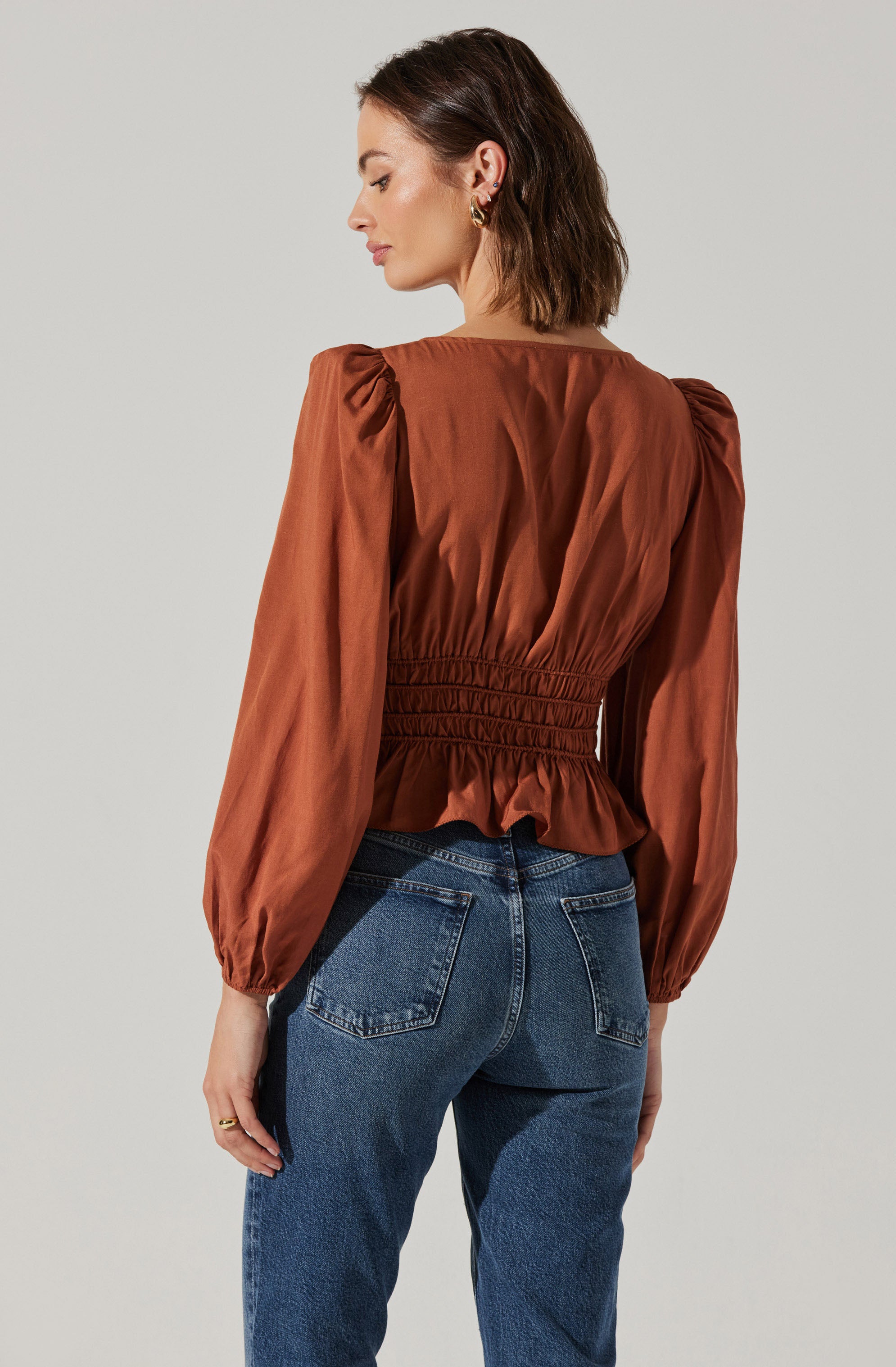 Wilette Smocked V-Neck Top-Aljck