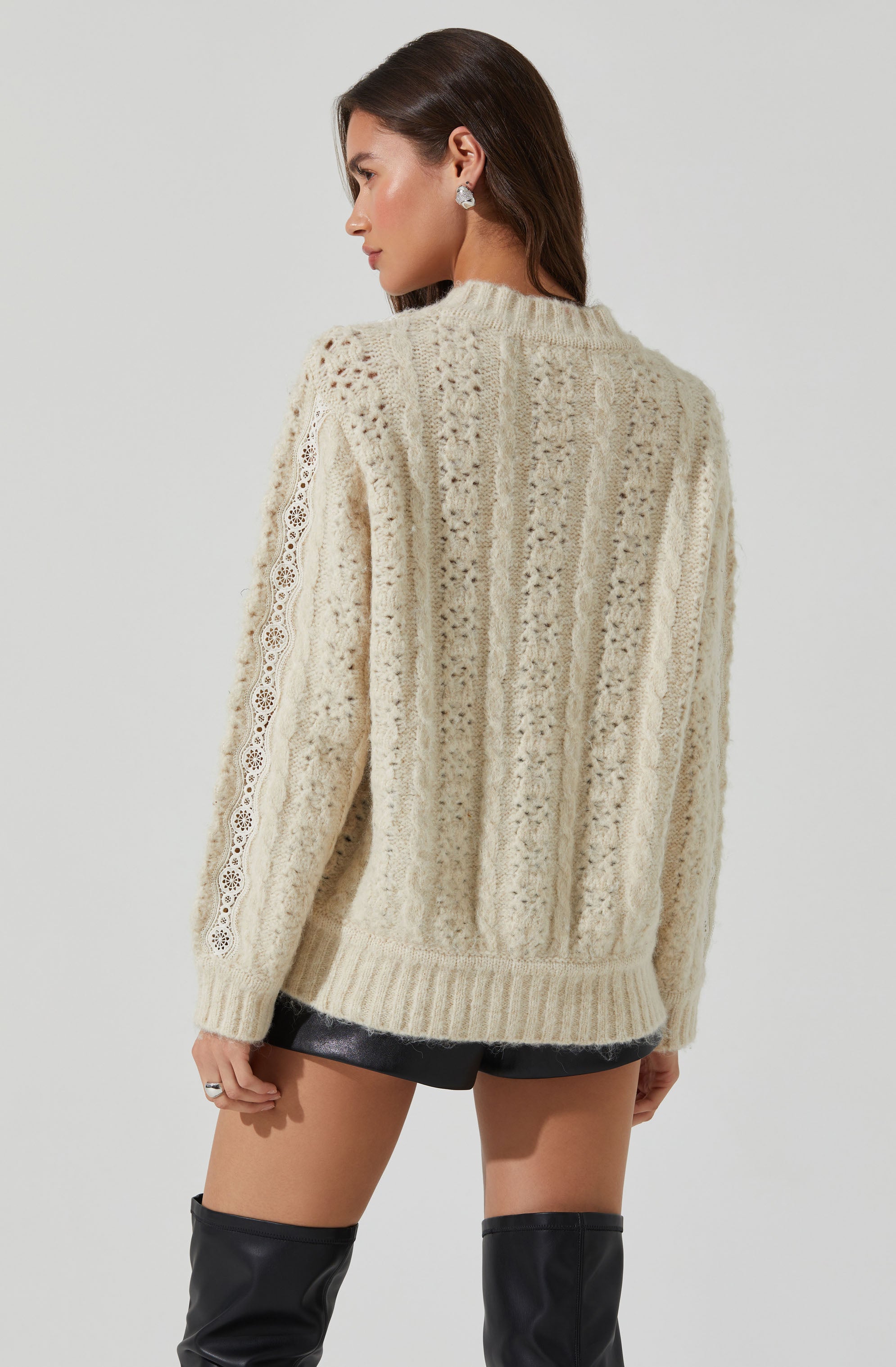 Nesmarie Lace Embellished Cardigan-Aljck