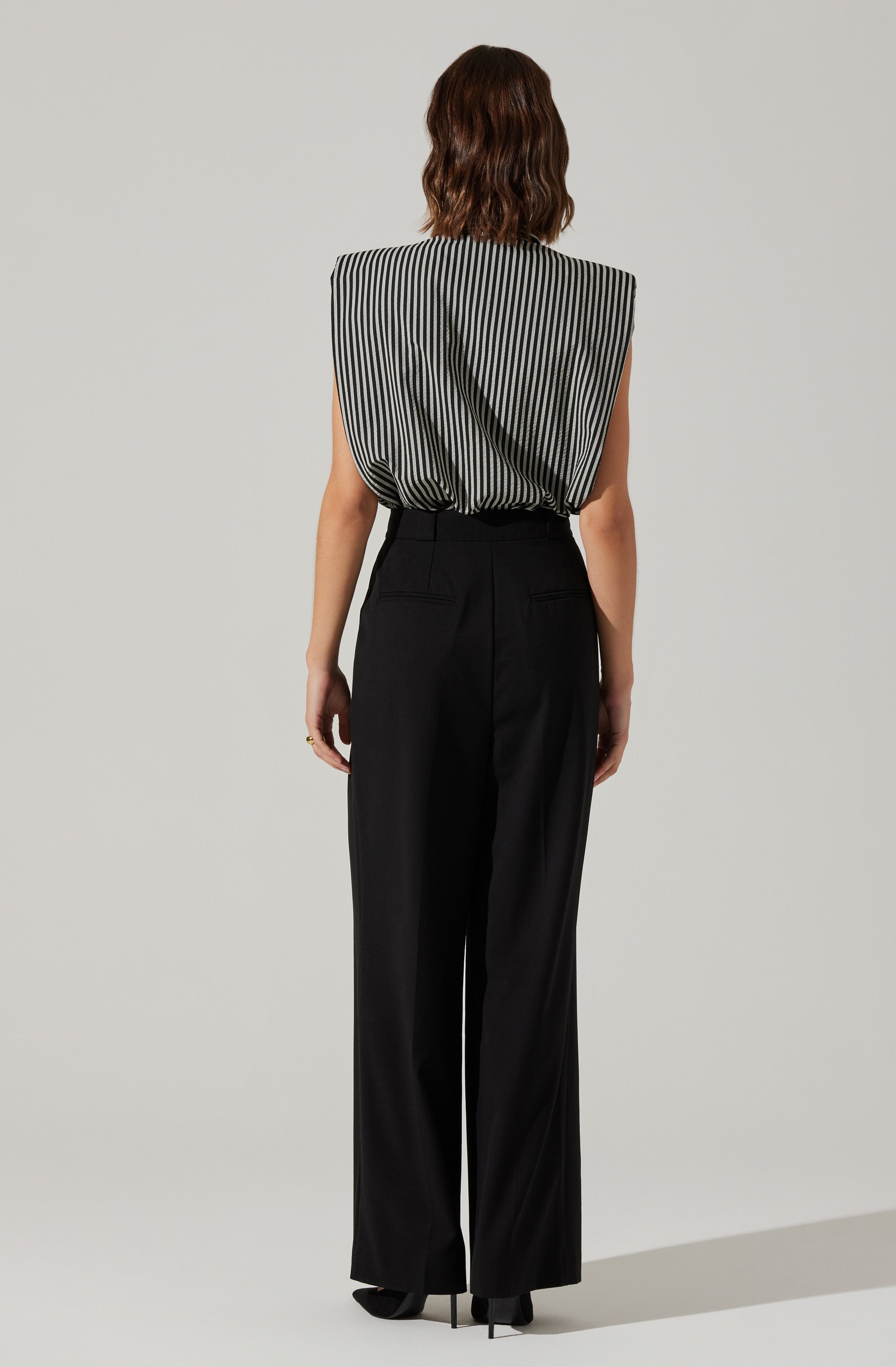 Elswyth Padded Shoulder Button-Up Top-Aljck