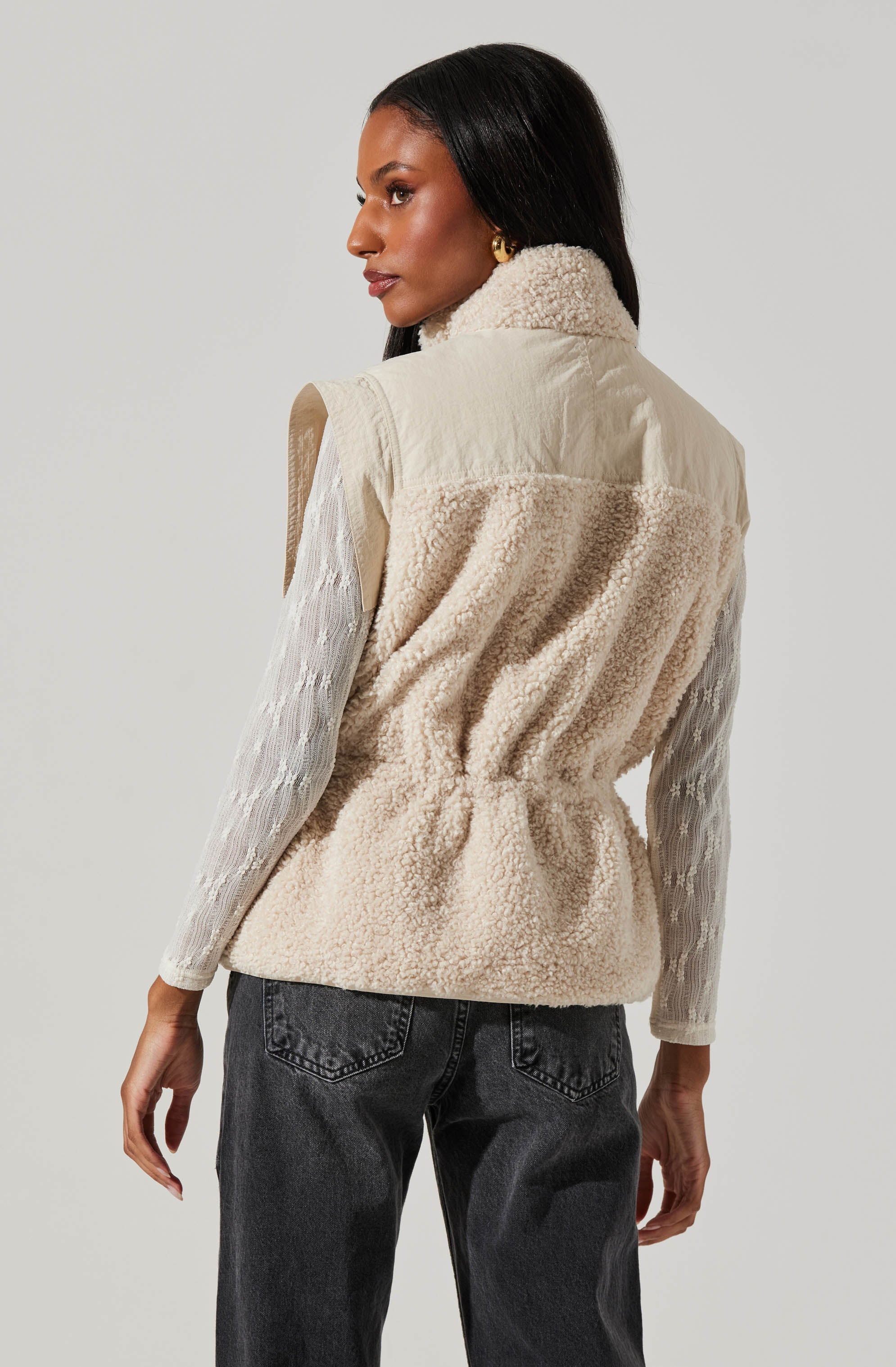 Ivania Boucle Mixed Media Vest-Aljck