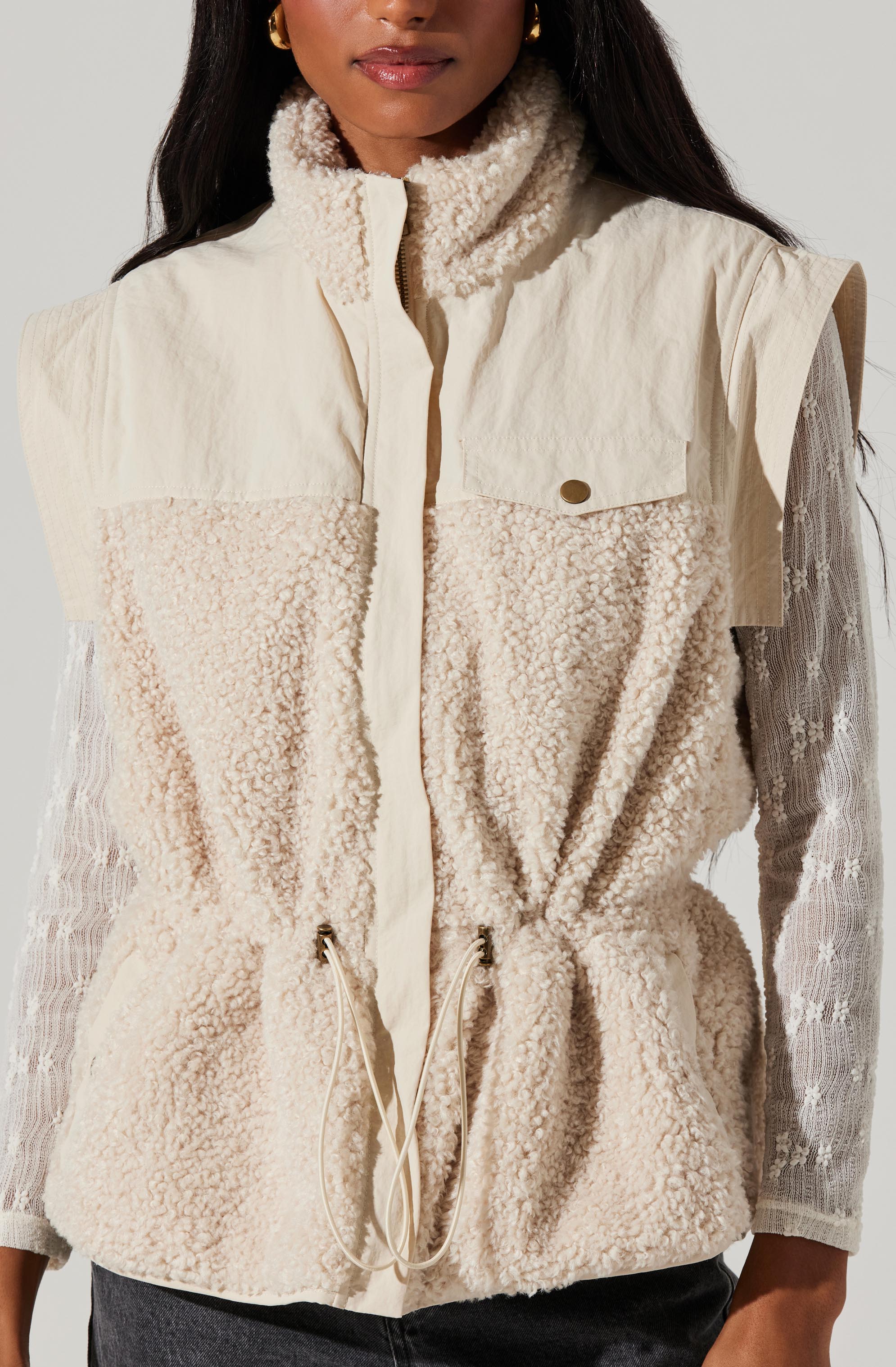 Ivania Boucle Mixed Media Vest-Aljck