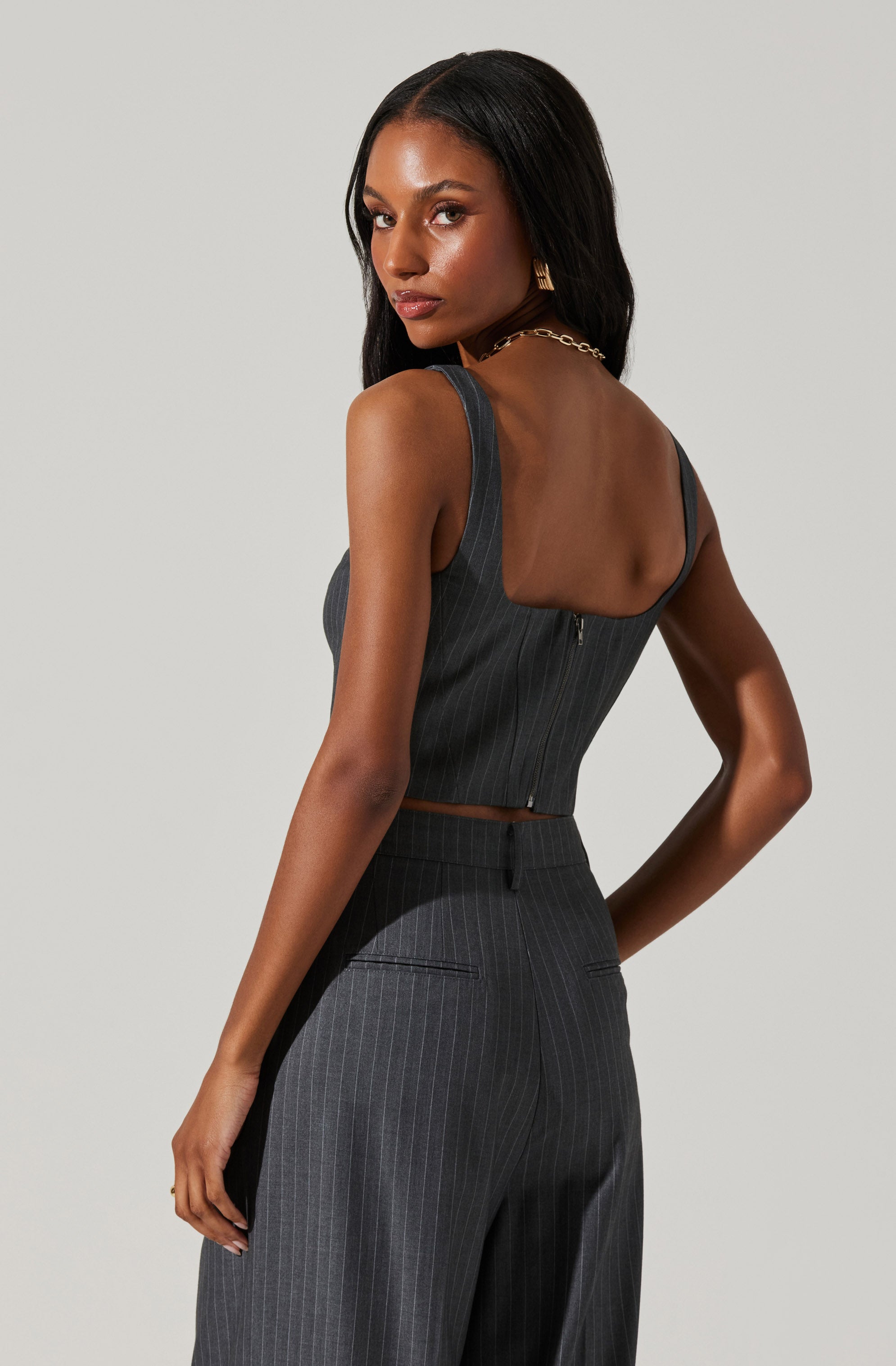 Nivia Pinstripe Corset Top-Aljck