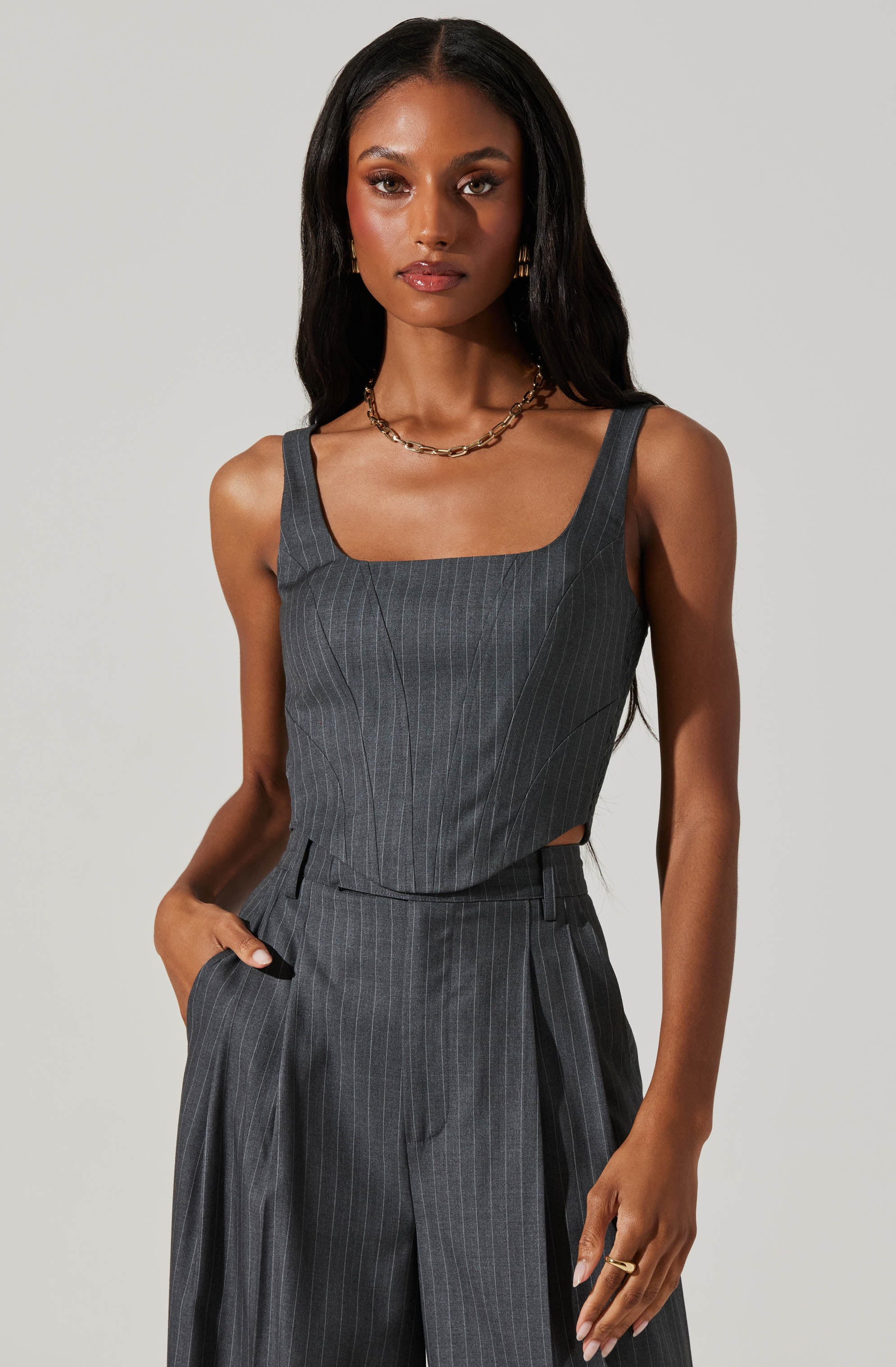 Nivia Pinstripe Corset Top-Aljck