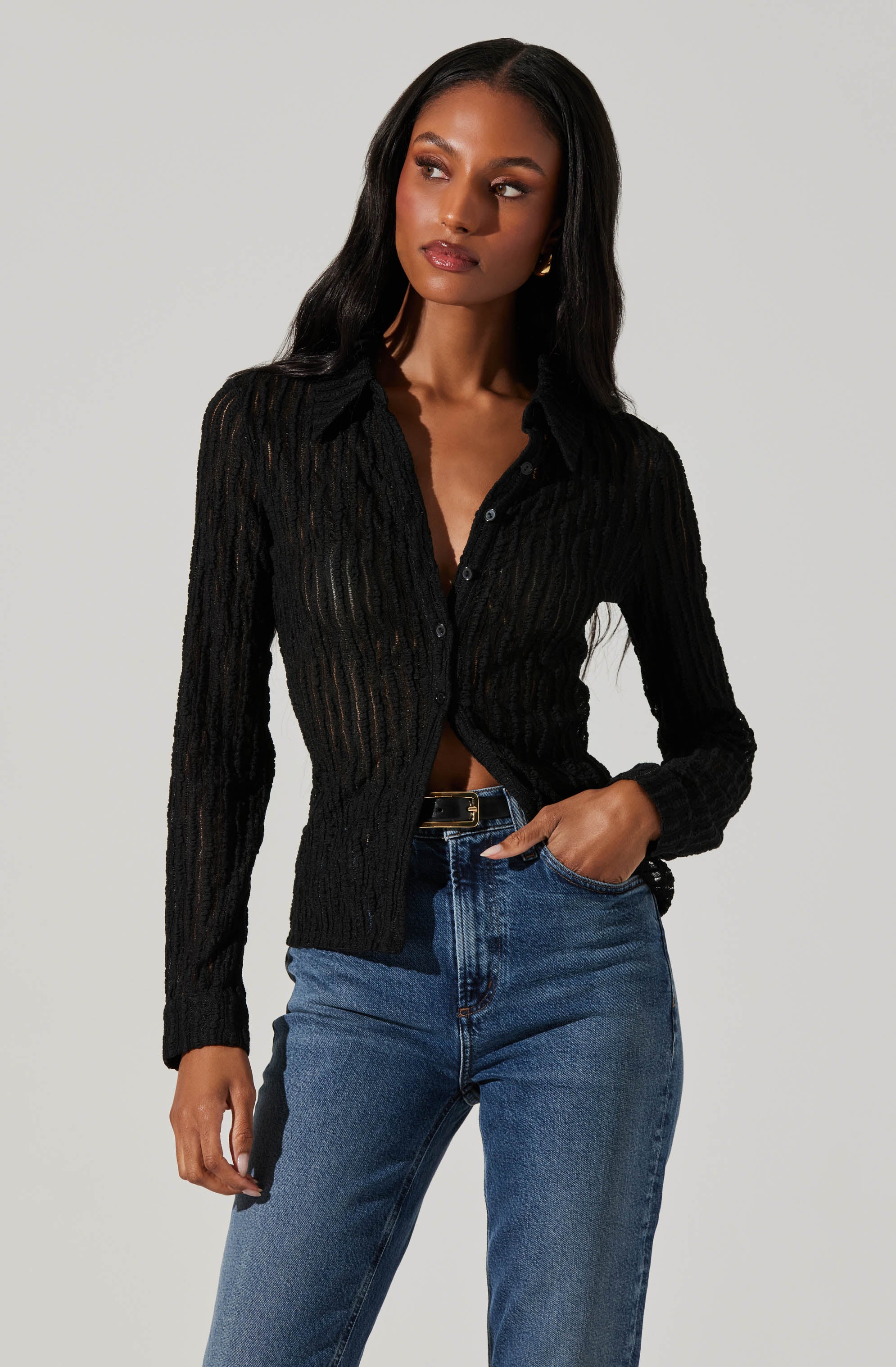 Iryna Sheer Textured Top-Aljck