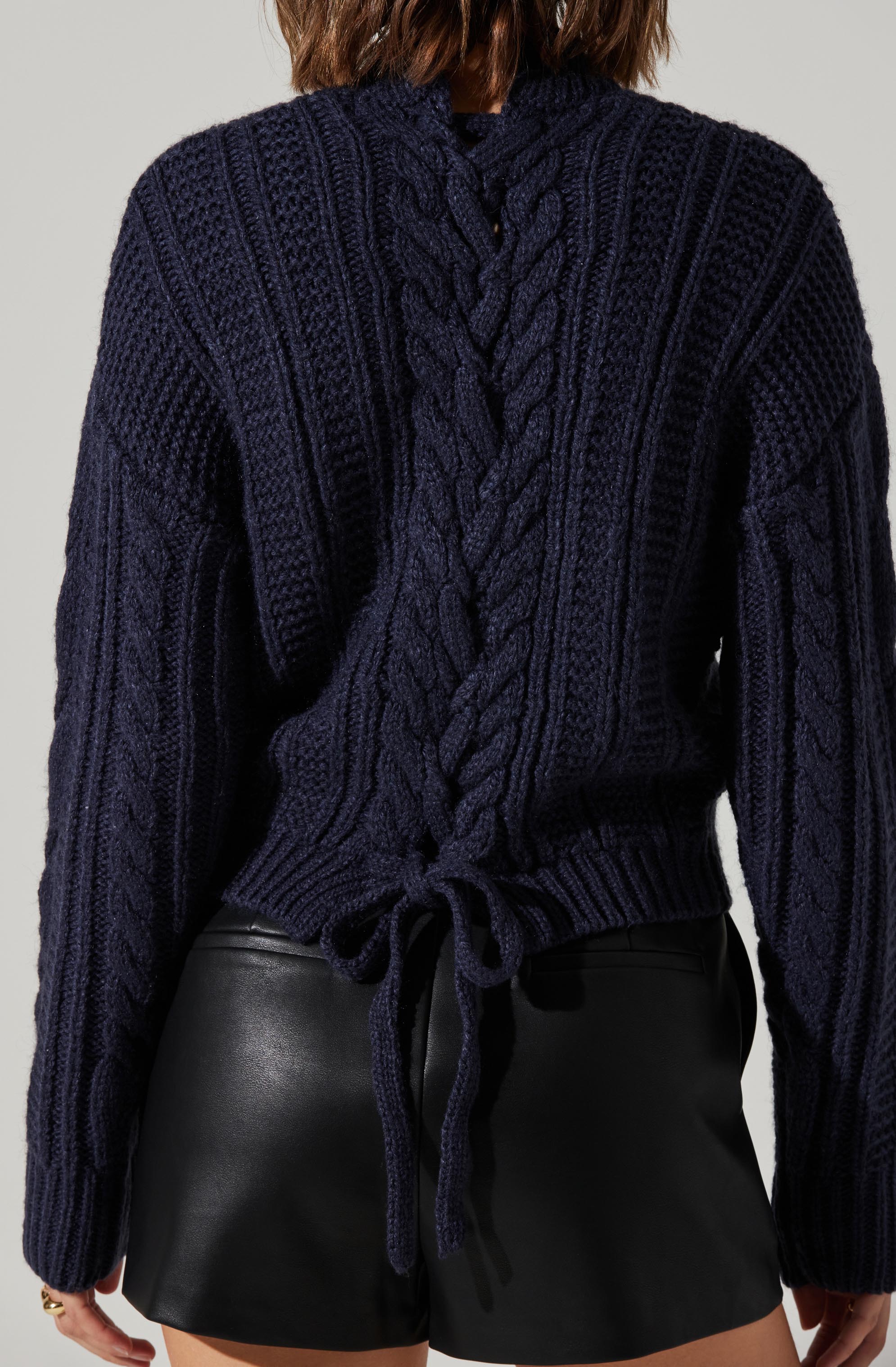 Laverne Cable Knit Tie-Back Sweater-Aljck