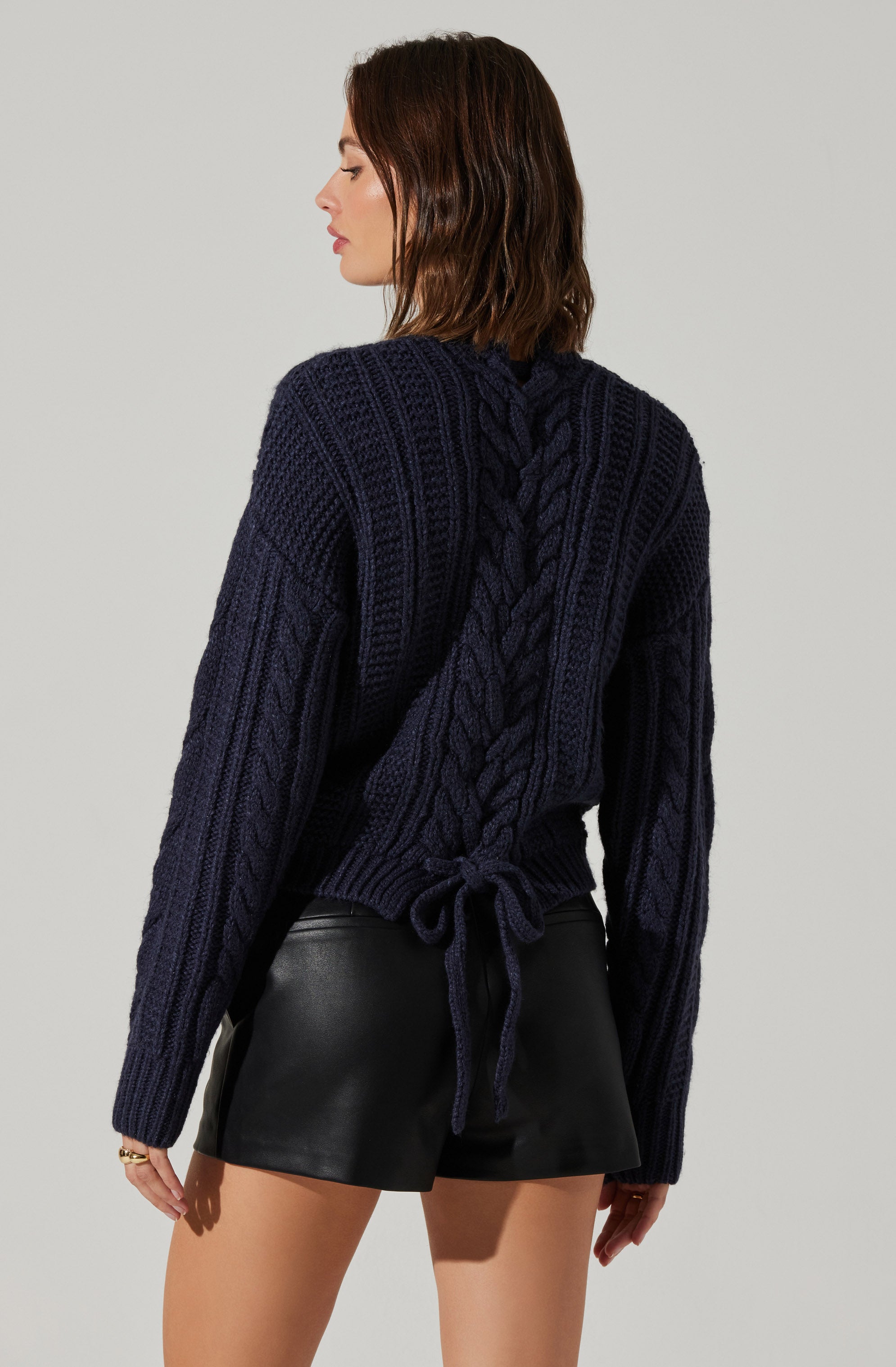 Laverne Cable Knit Tie-Back Sweater-Aljck