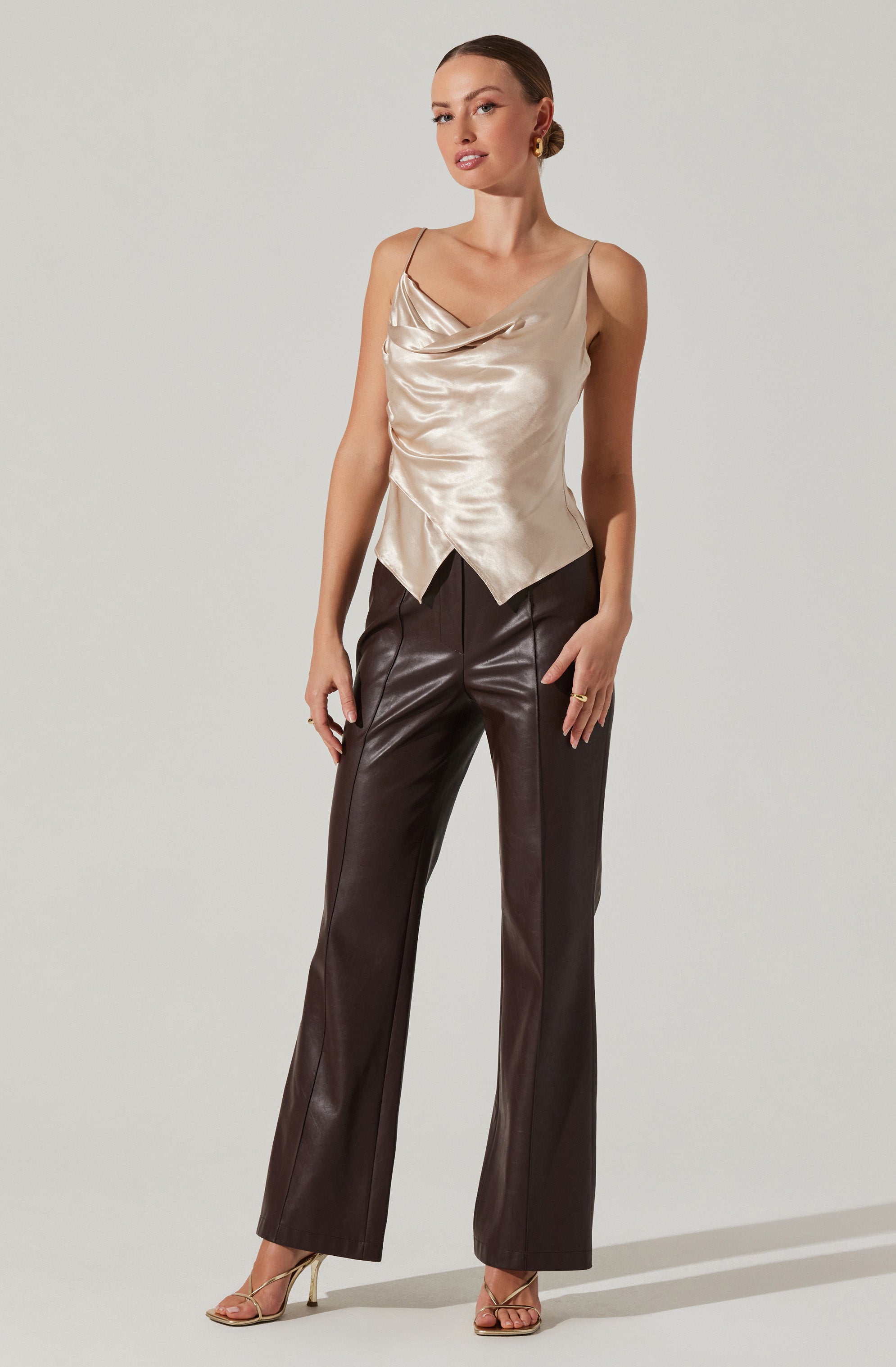 Alithea Draped Satin Top-Aljck
