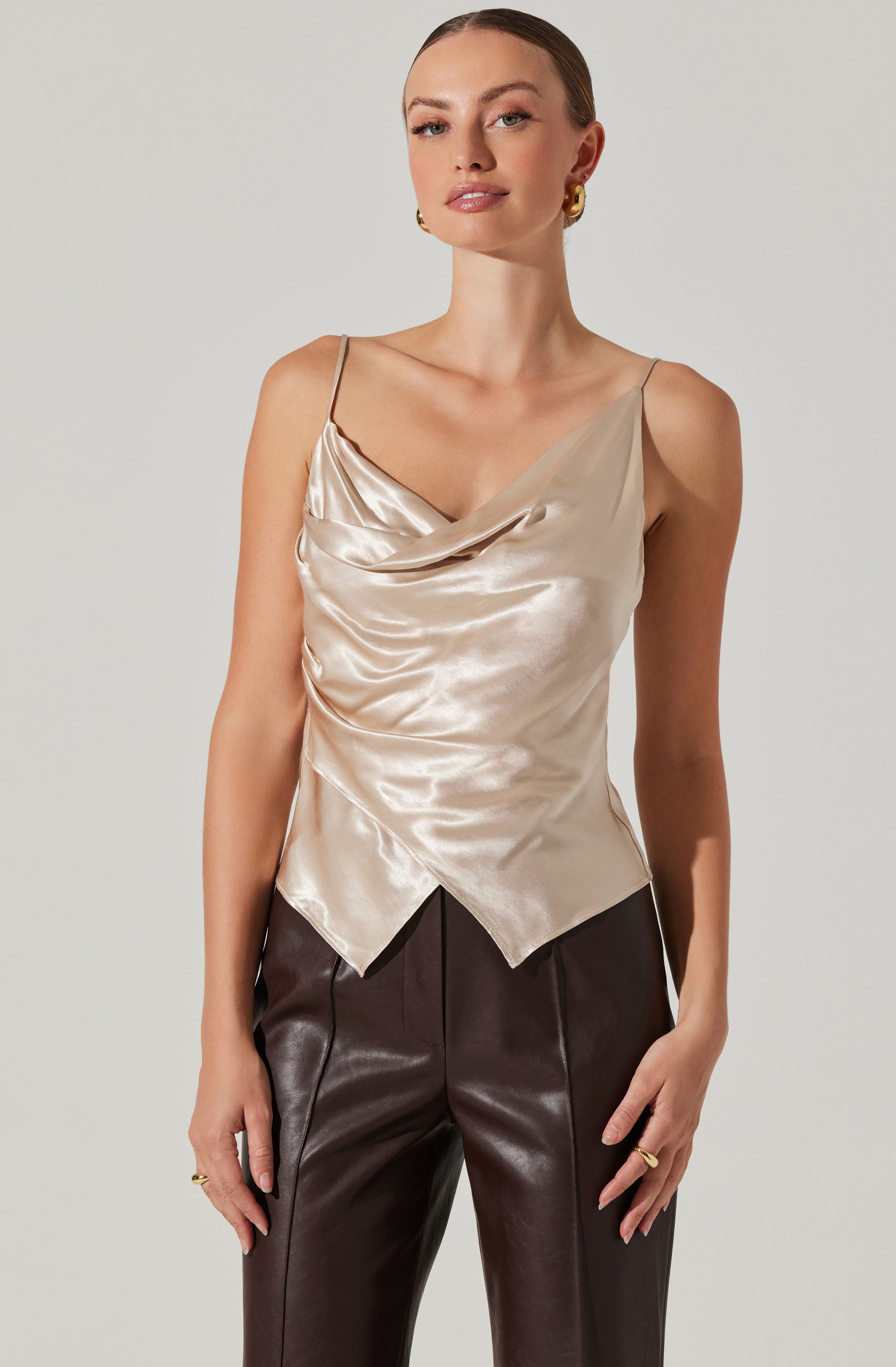 Alithea Draped Satin Top-Aljck
