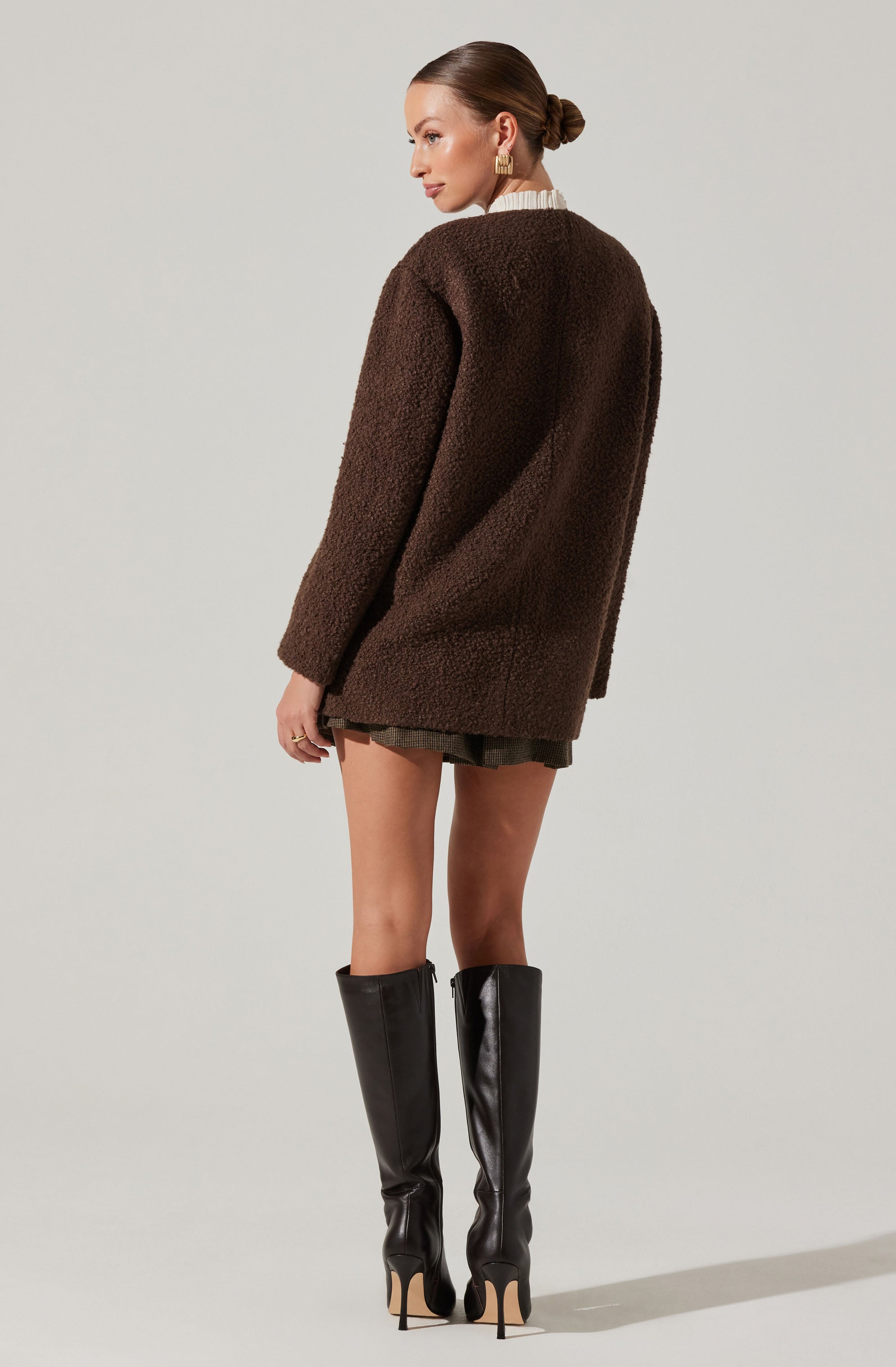 Maidy Boucle V-Neck Coat-Aljck